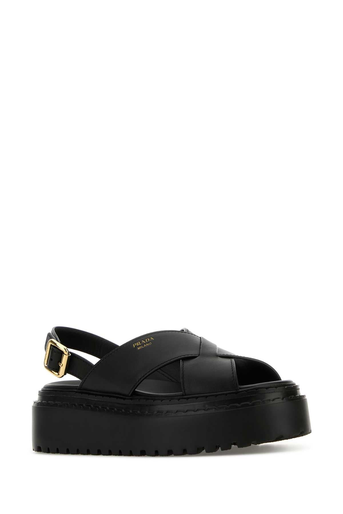 Prada Women Black Leather Sandals - 2