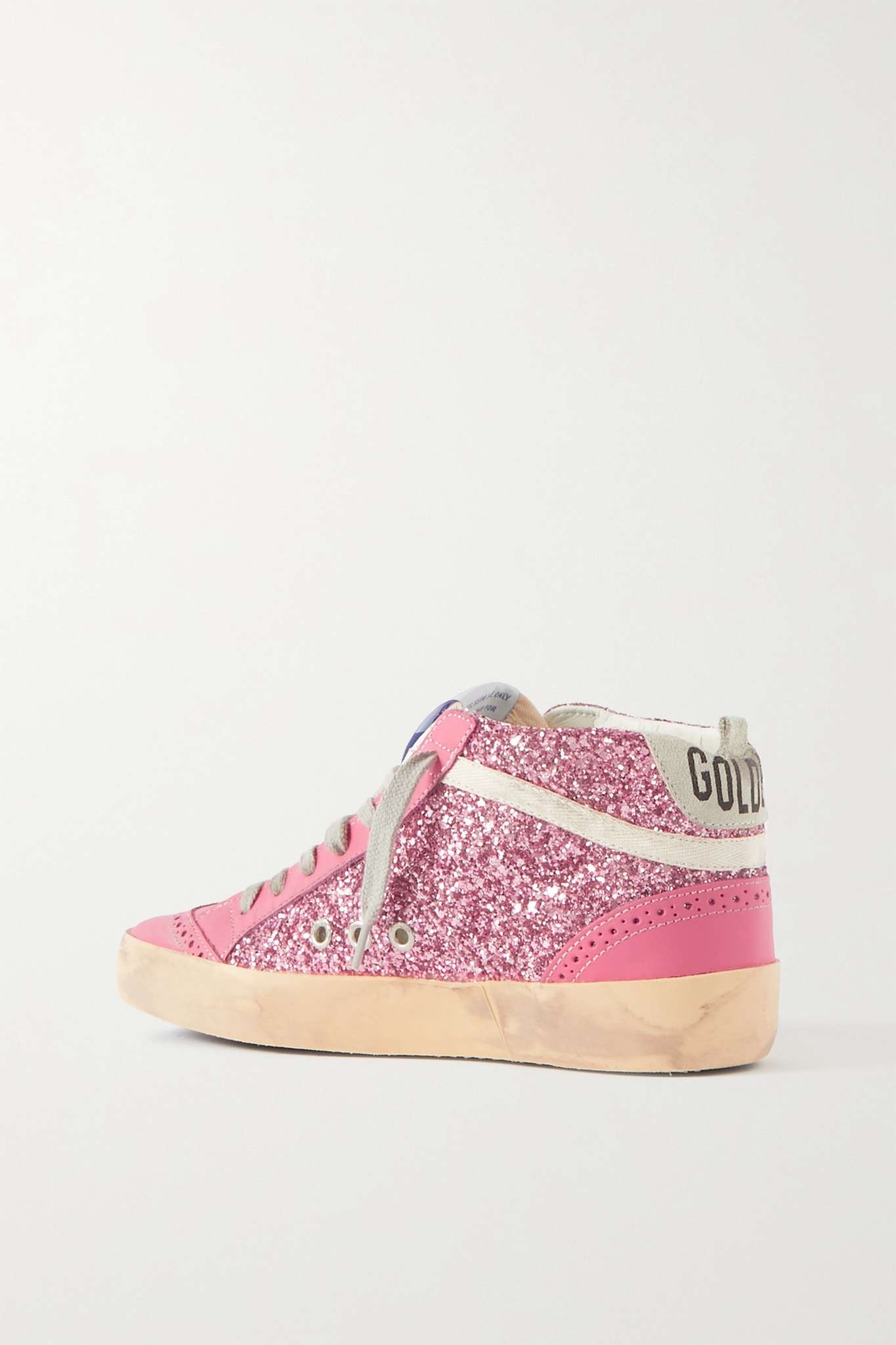 Mid Star embellished distressed leopard-print calf hair, leather and suede sneakers - 3