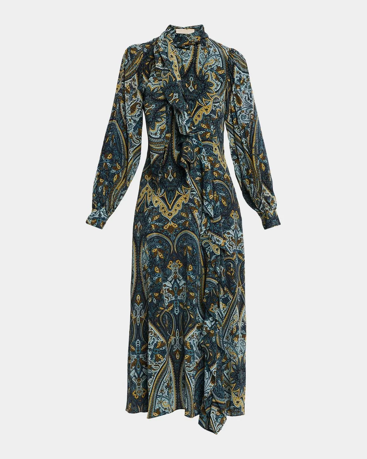 Sabrina Long-Sleeve Silk Maxi Dress - 1