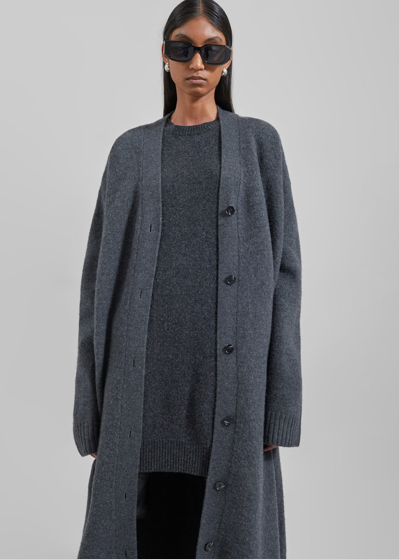 Emi Long Knit Cardigan - Dark Grey Melange 5