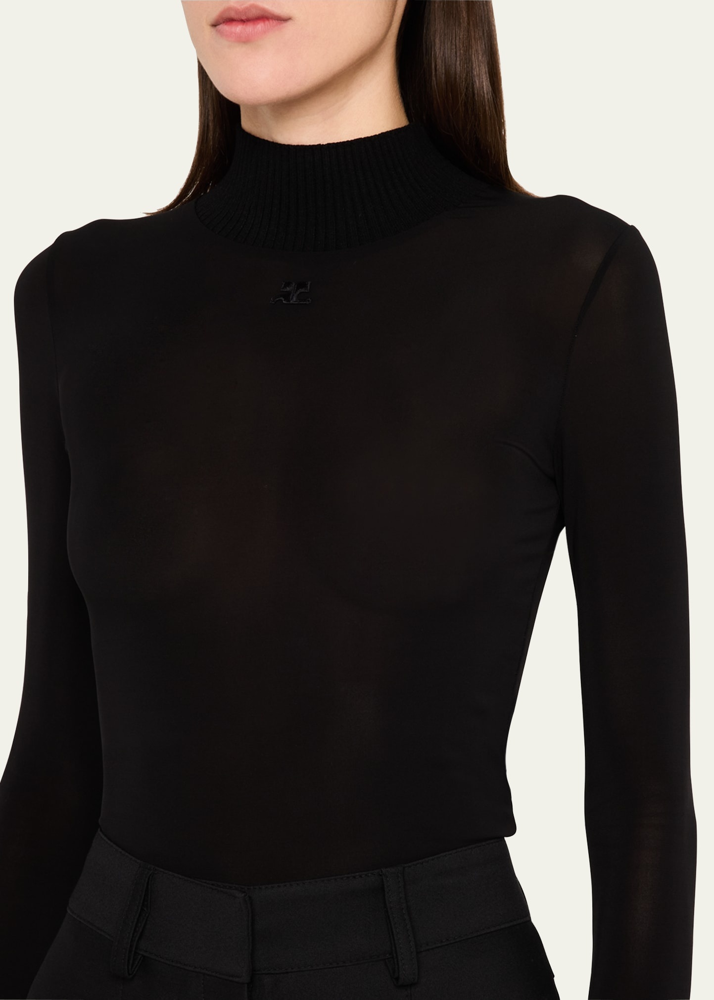 Re-Edition Mock-Neck Long-Sleeve Fitted Top - 5