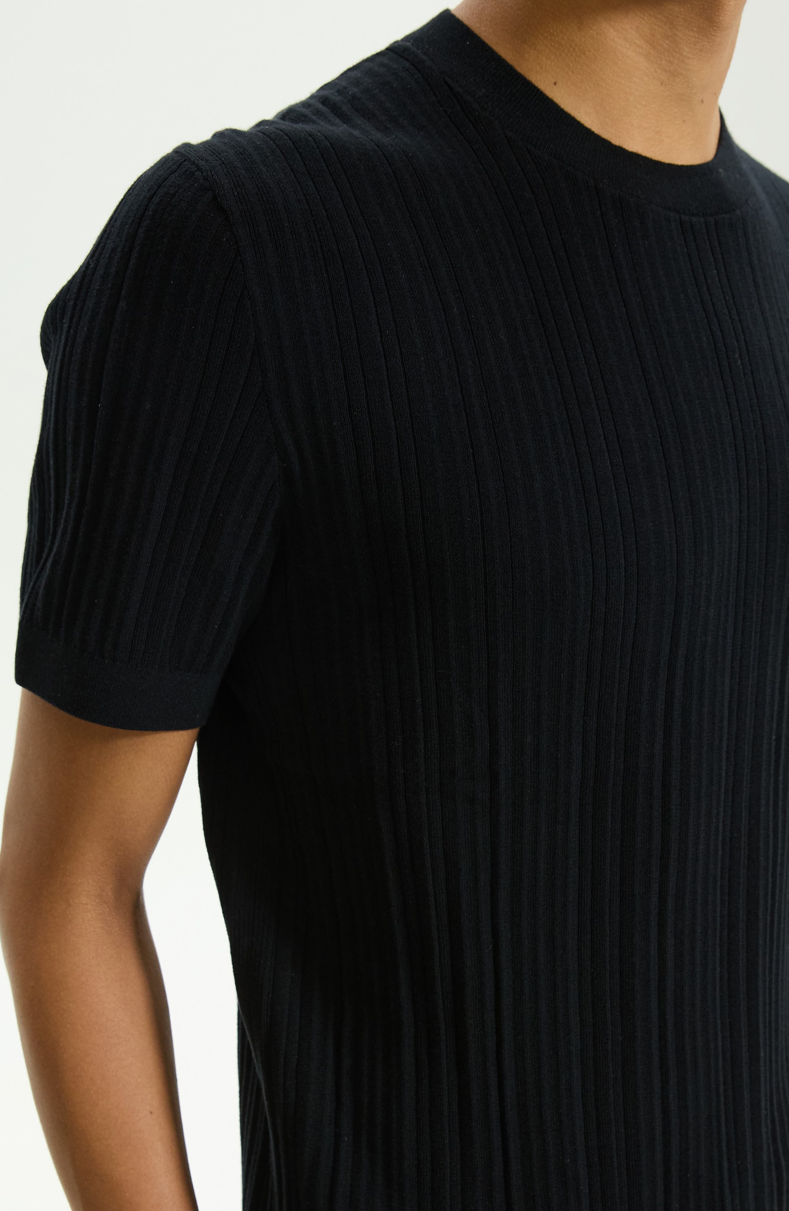 Theory Damian Rib Crewneck T-Shirt in Black at Nordstrom - 3
