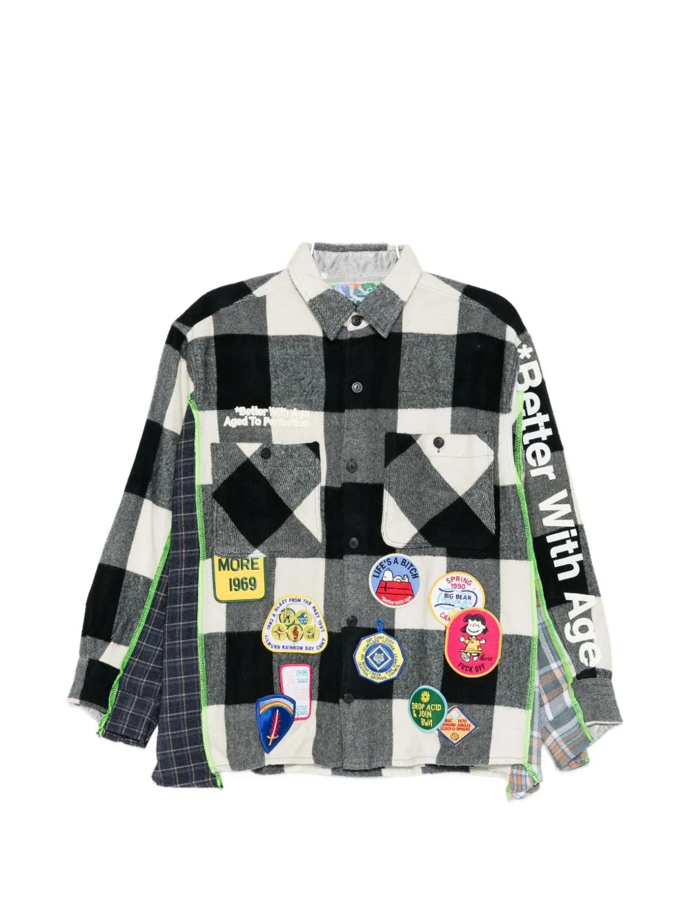 patch-embellished checked shirt - 1