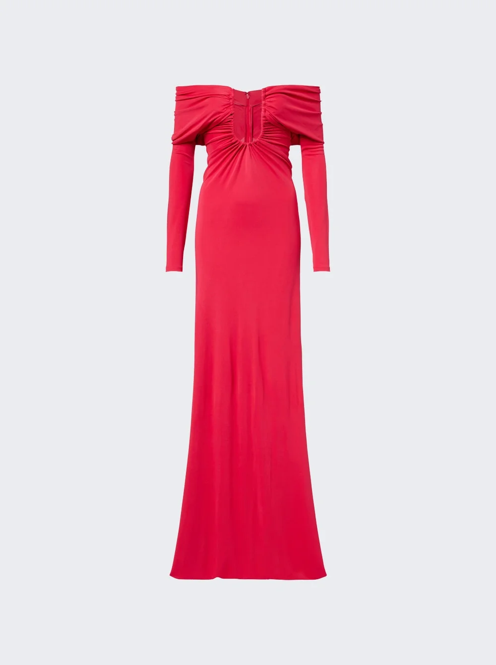 Arced Palm Strapless Shawl Gown Cranberry - 1