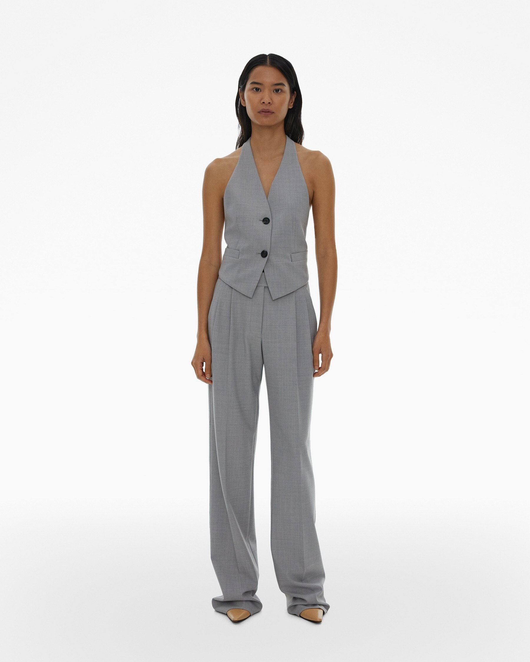 STRETCH WOOL HALTER VEST - 2