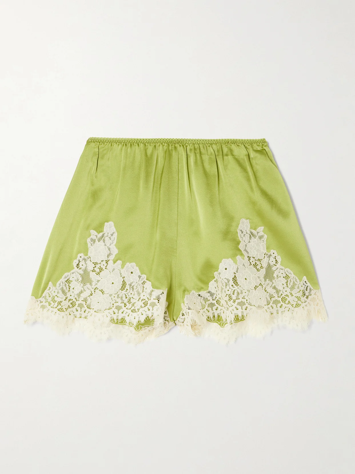 Iona Lace-trimmed Silk-satin Shorts - 1