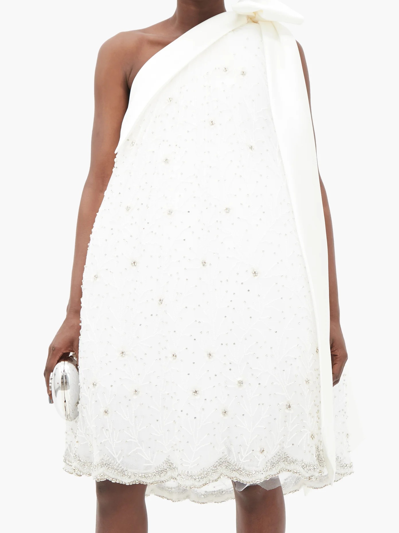 One-shoulder crystal-embellished tulle dress - 5