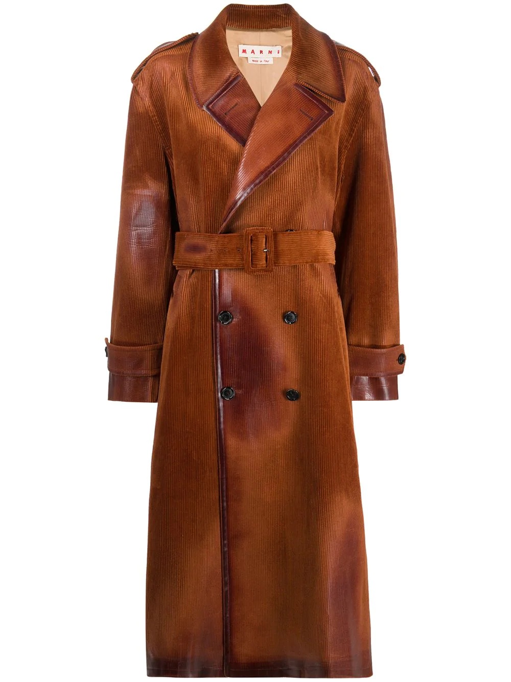 corduroy double-breasted trench coat - 1