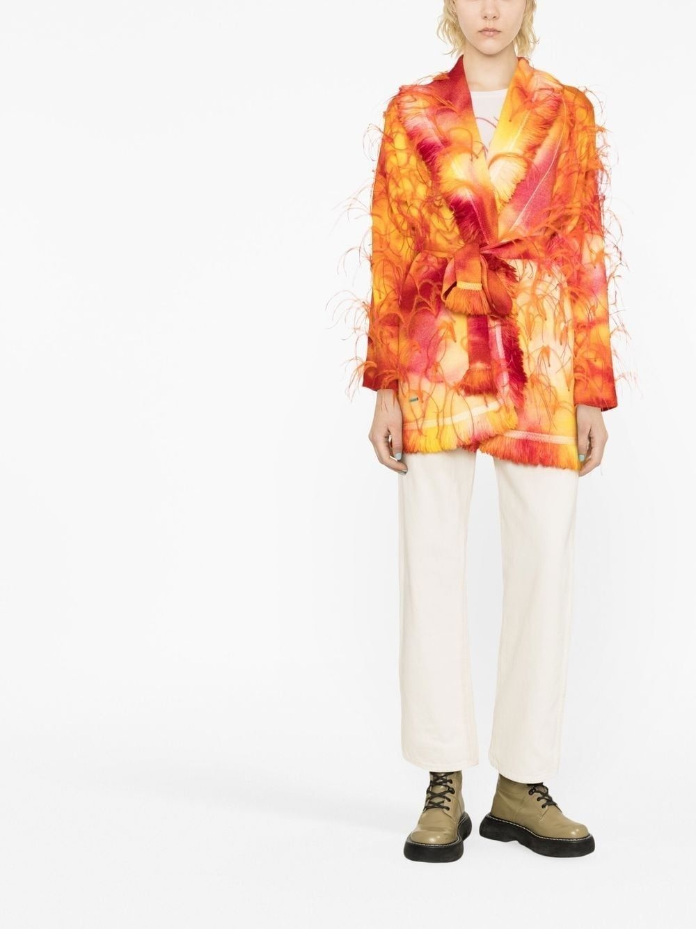 Sunset feather-trim cardigan - 2