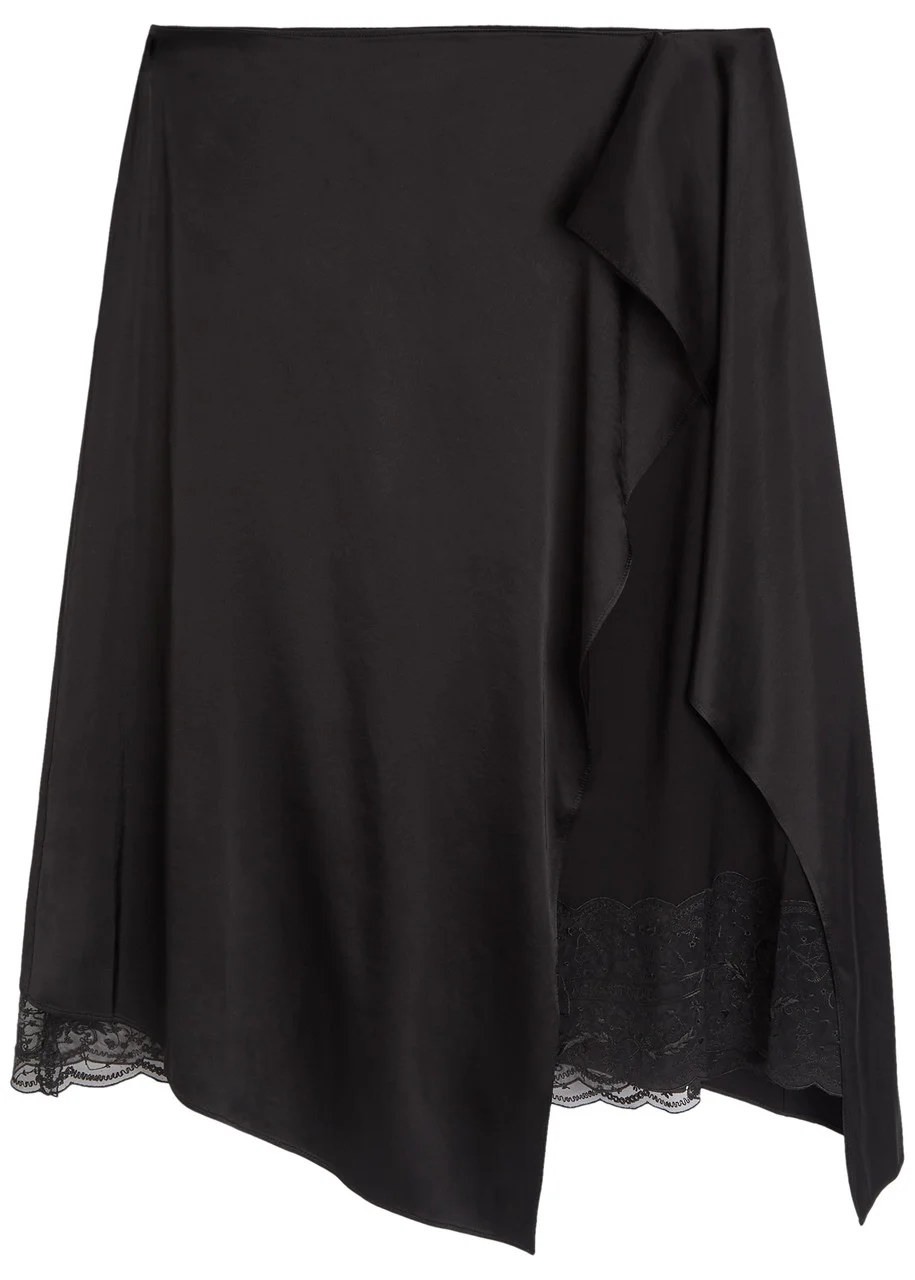 Acne Studios Layered Asymmetric Satin Midi Skirt - 1