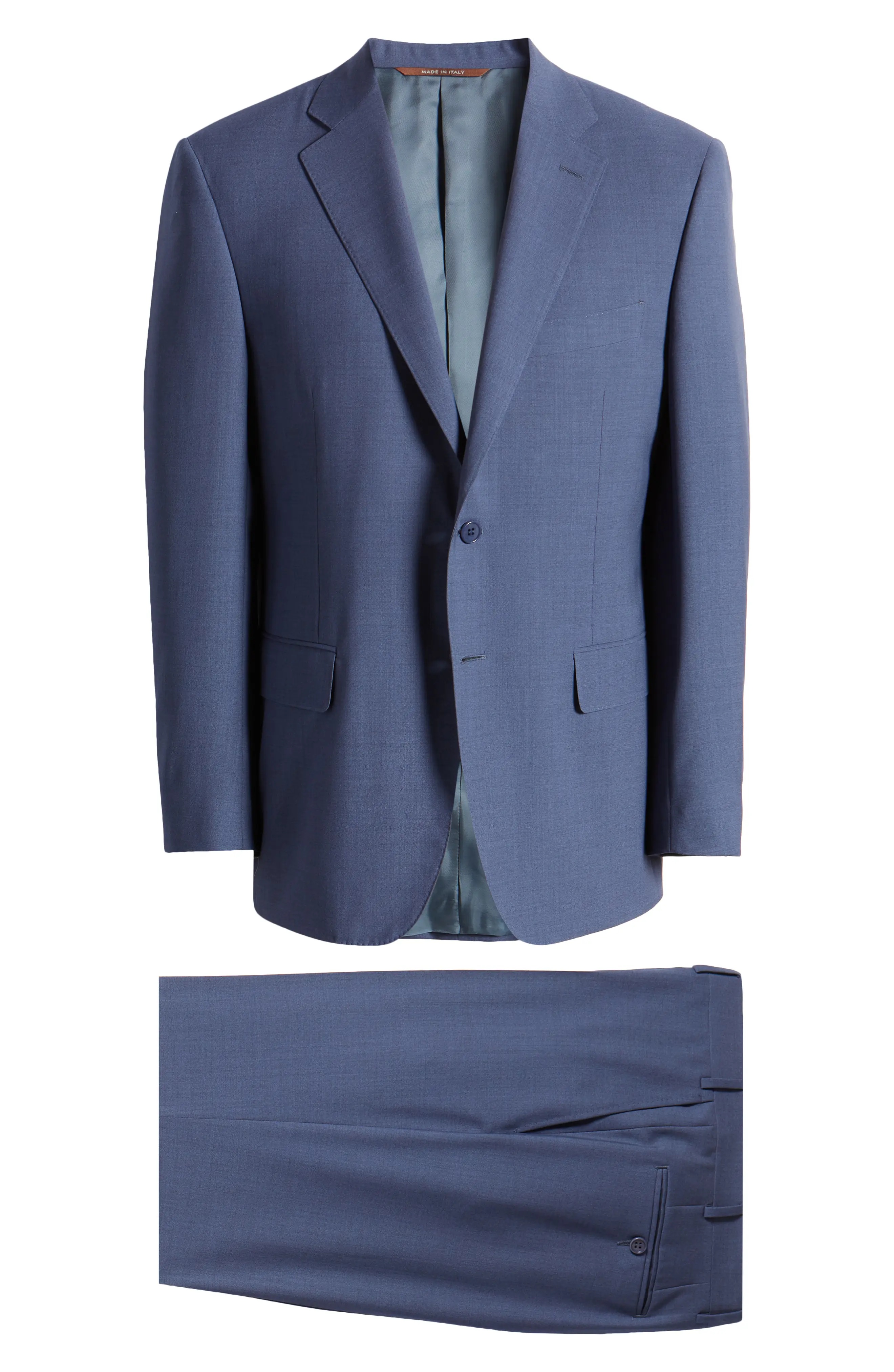 Siena Regular Fit Solid Blue Wool Suit - 8