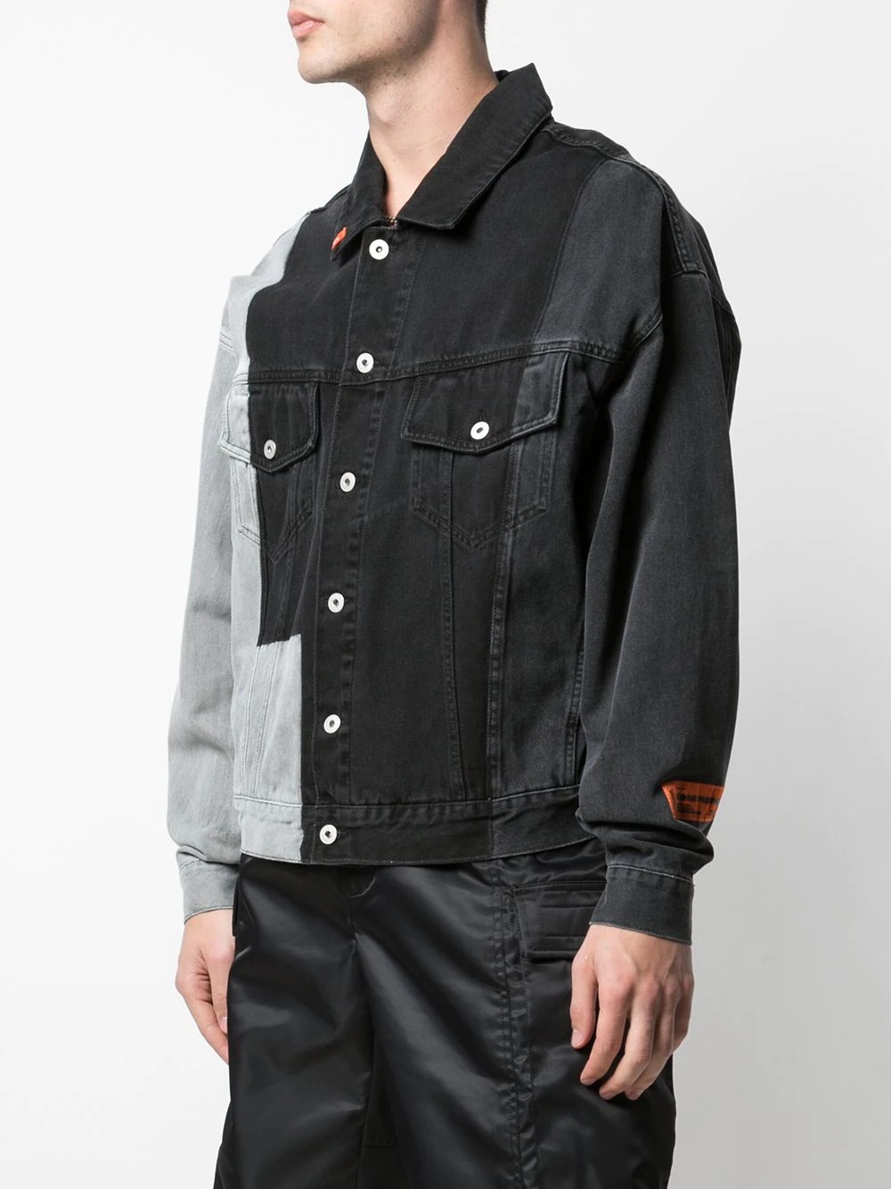 contrast panelled denim jacket - 3
