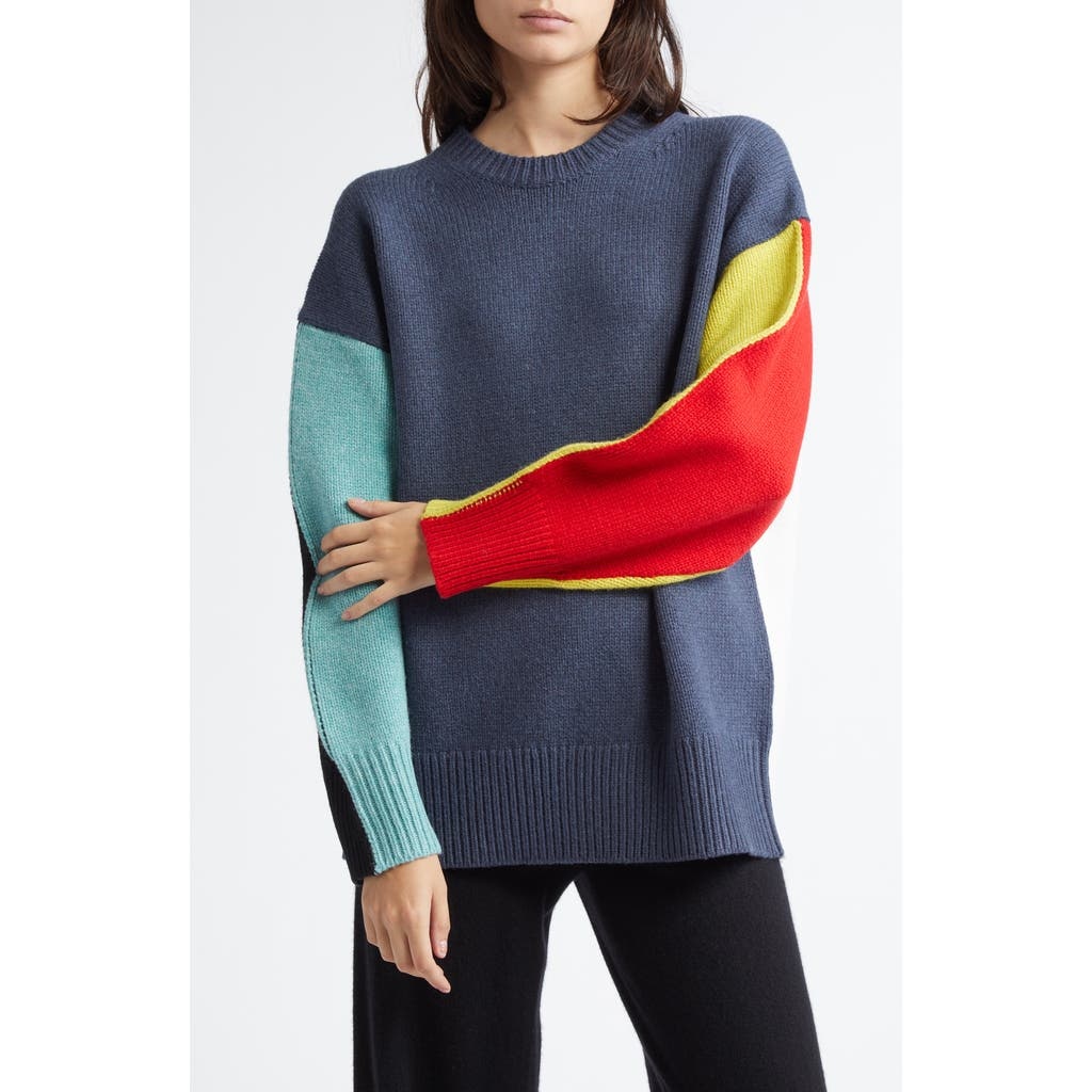 ZANKOV Ryo Oversize Colorblock Wool Blend Sweater in Anthracite Multi at Nordstrom - 1