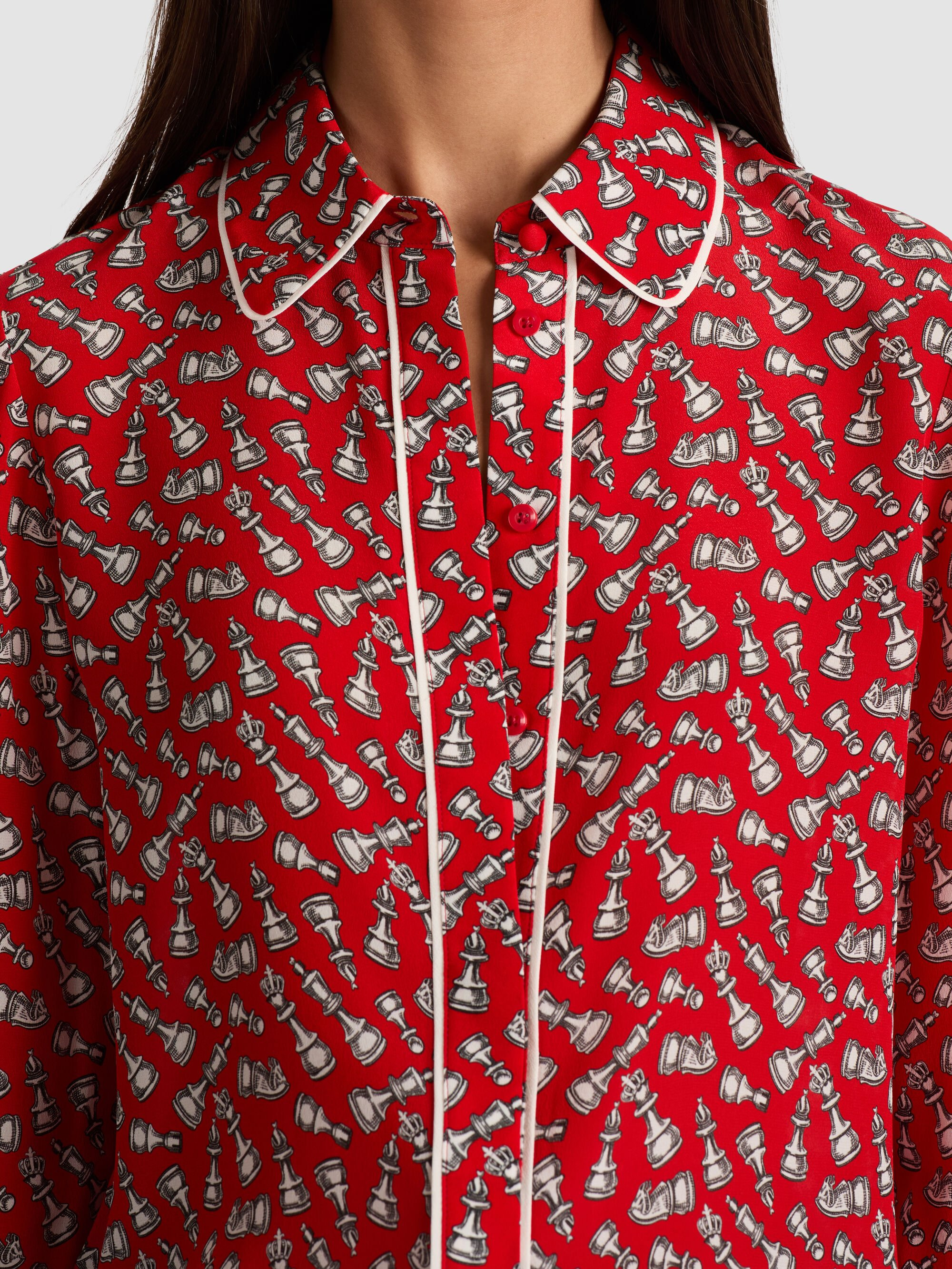 WILLA SILK BLOUSE WITH PIPING - 5