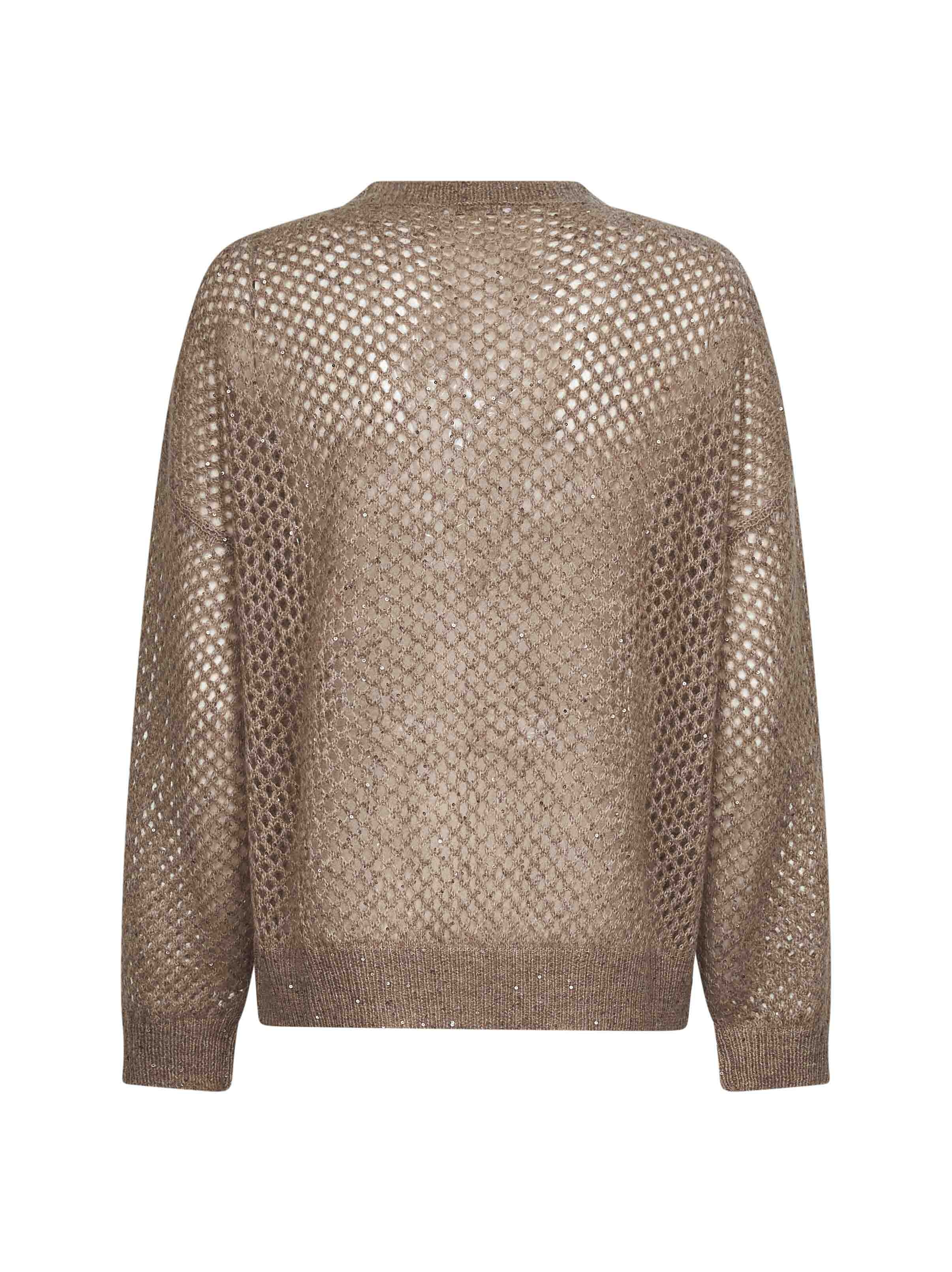 Brown Dazzling Mesh crewneck sweater - 2
