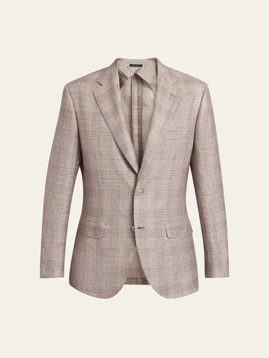 Men's Linen, Cashmere and Silk Plaid Sport Coat - 1