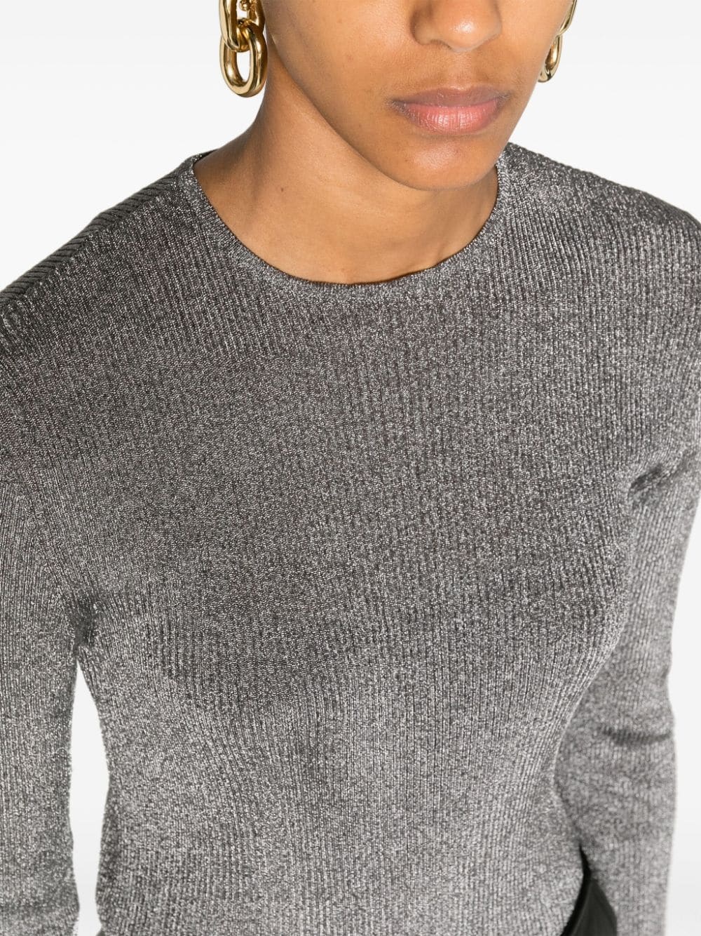 metallic ribbed-knit jumper - 5