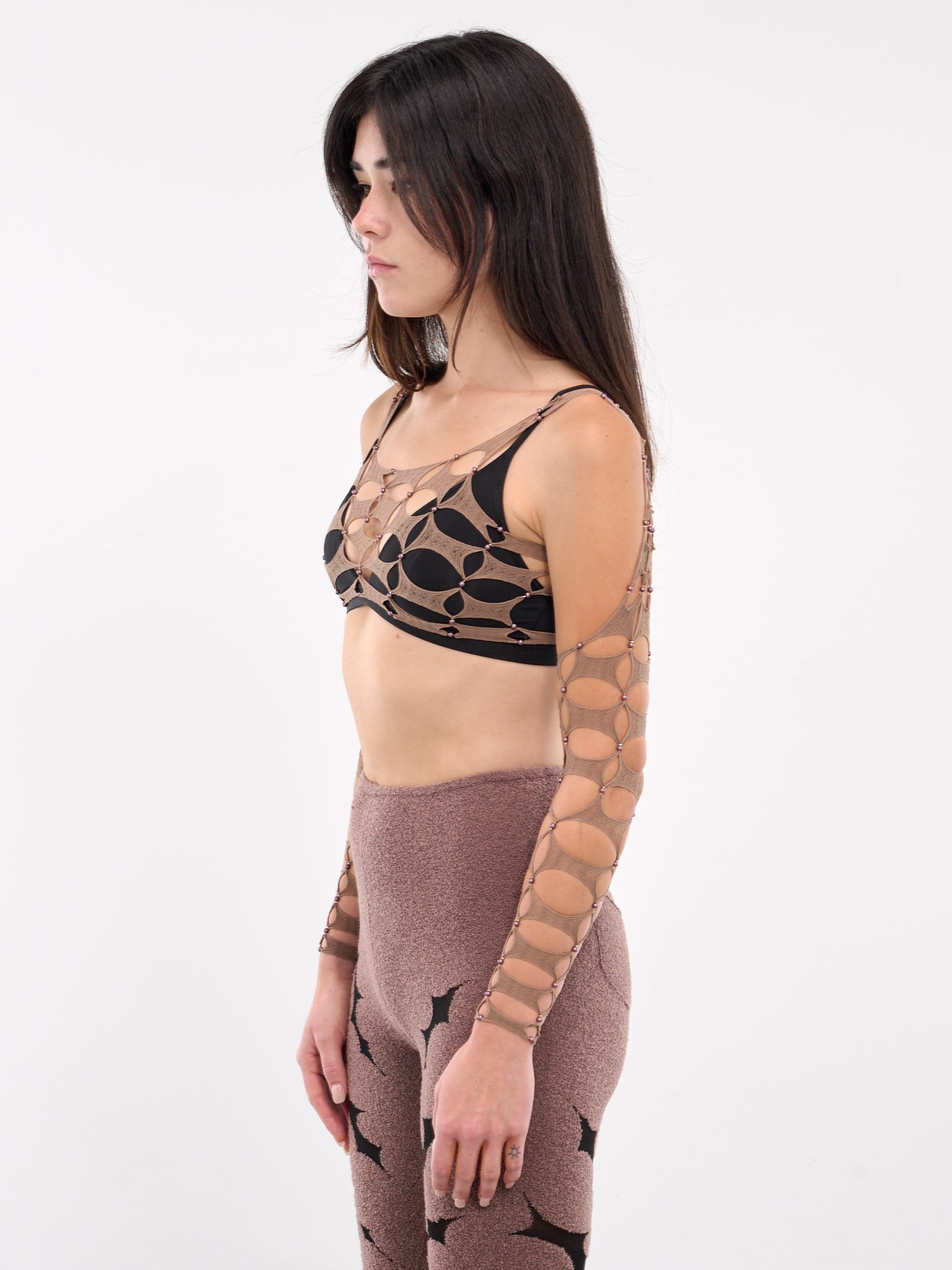 Argyle Long Sleeve Crop Top - 2