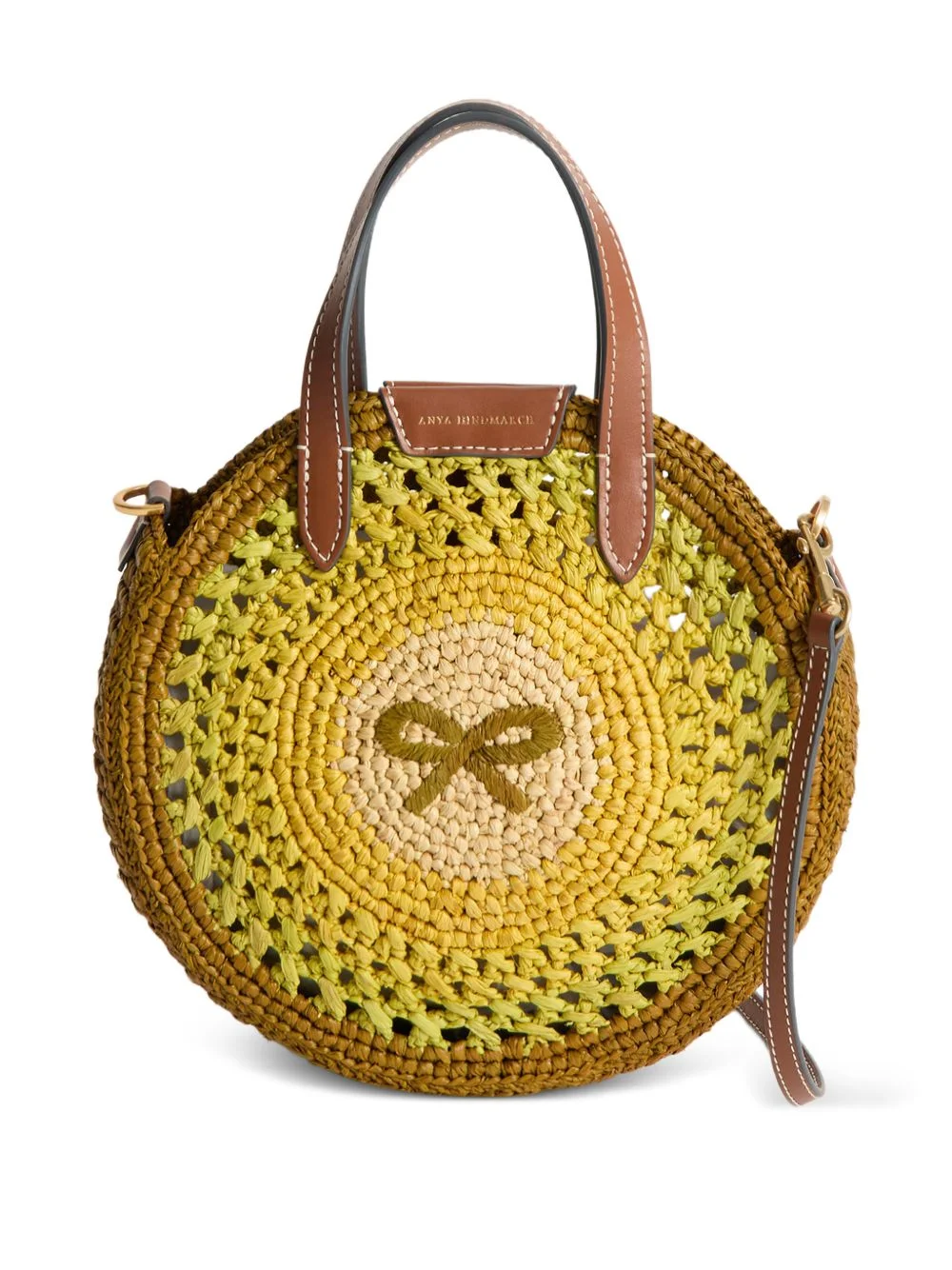 round bow-detail raffia tote bag - 1