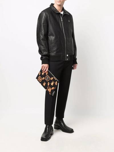 PHILIPP PLEIN crocodile-effect leather bomber jacket outlook