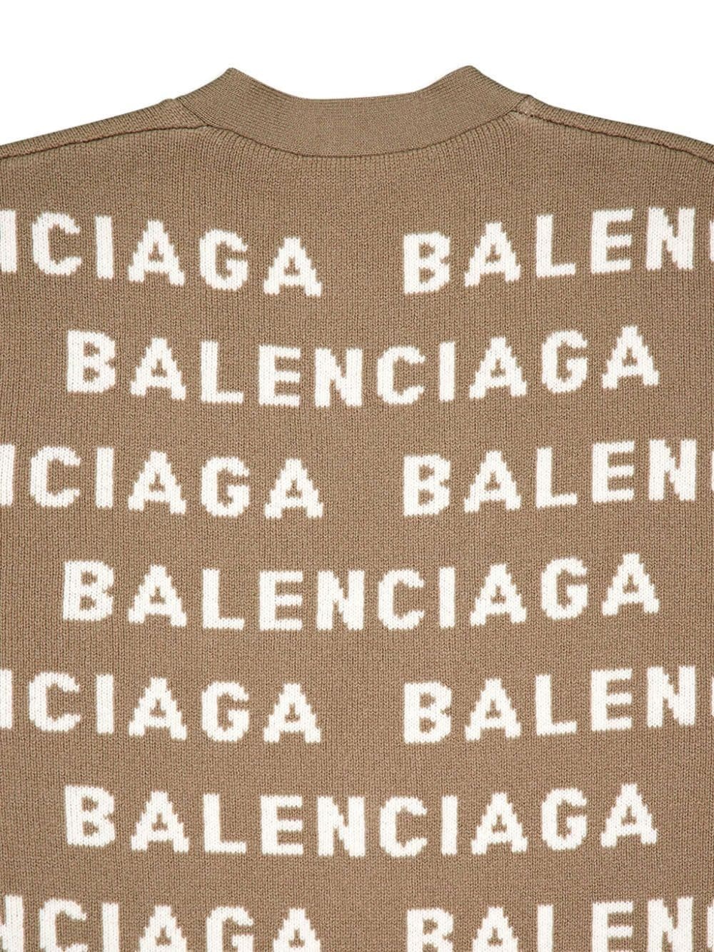 logo-intarsia V-neck cardigan - 4