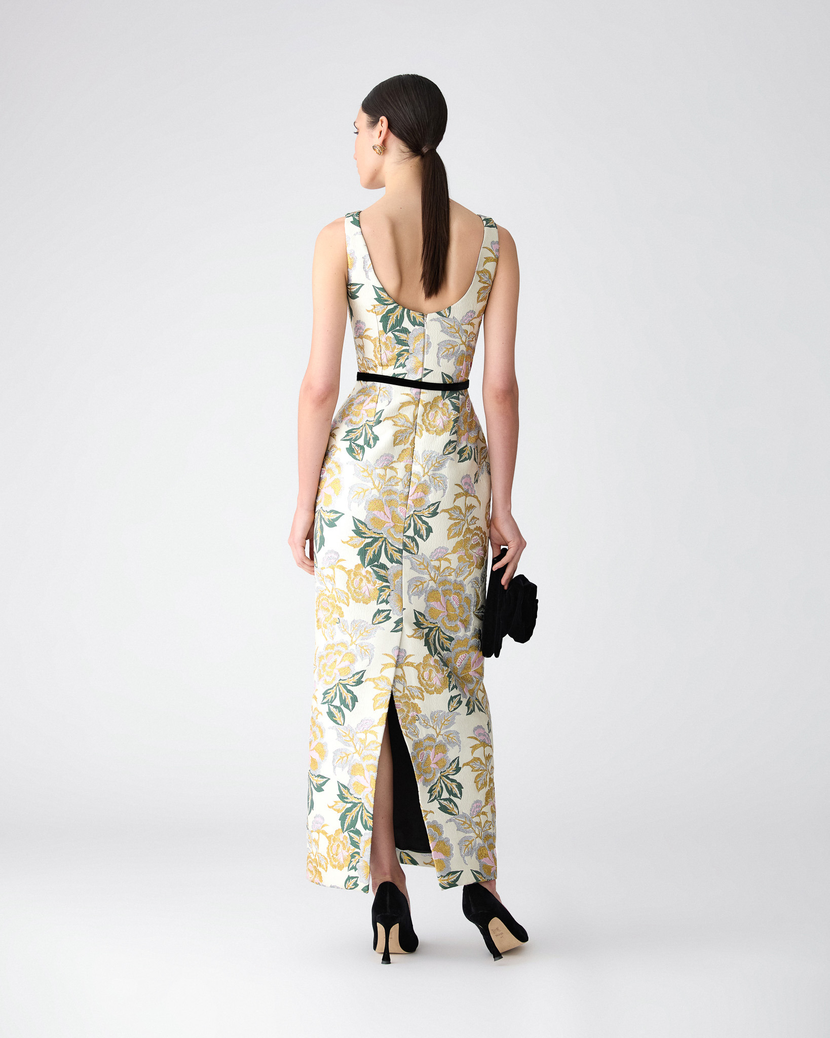 Floral Jacquard Column Gown - 3