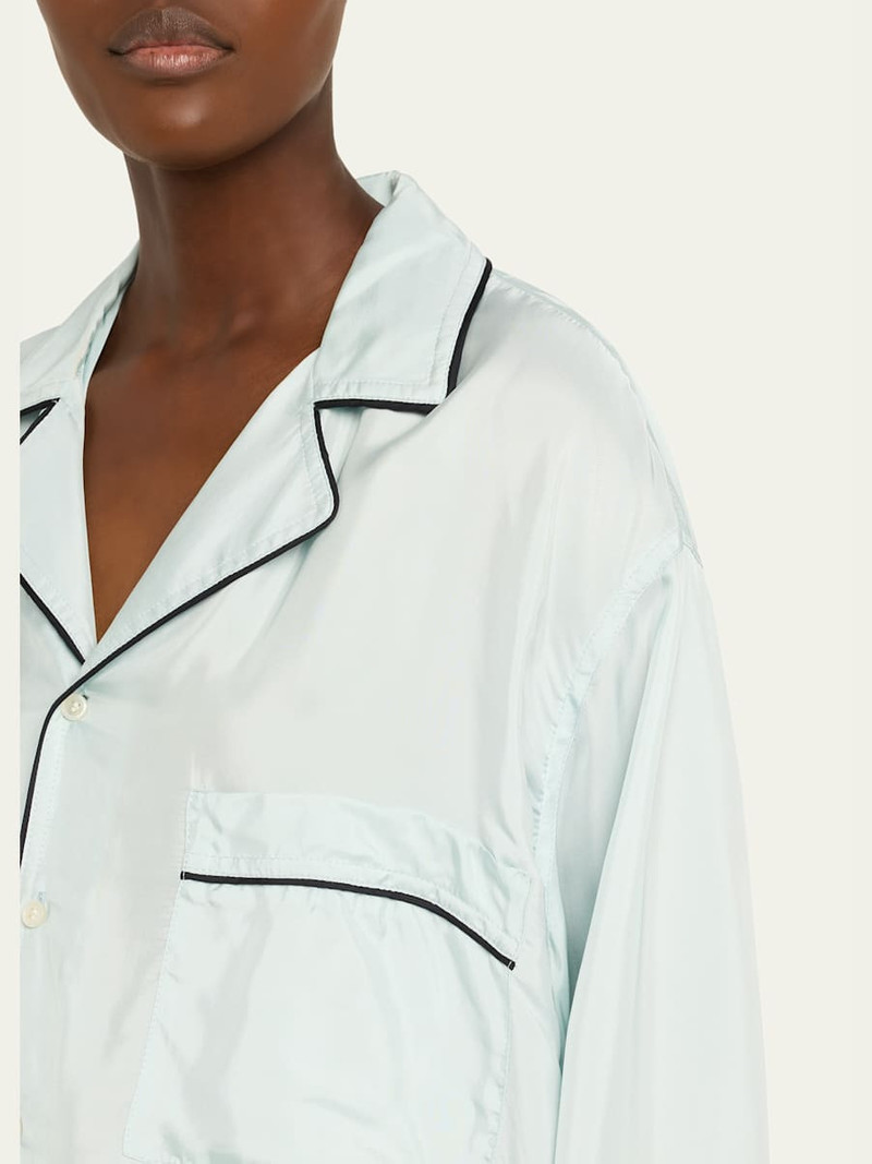 Long-Sleeve Cotton Twill Pajama Shirt 5