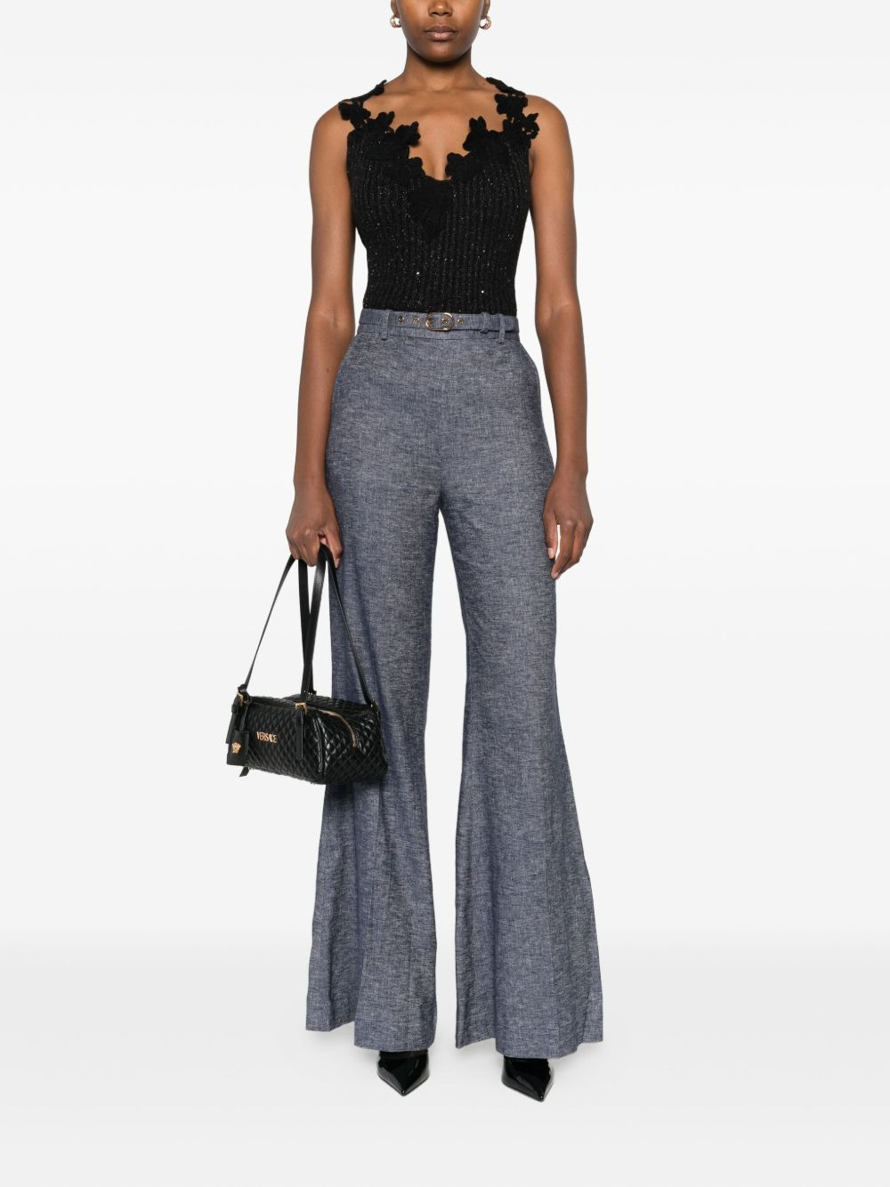 floral-motif embellished top - 2