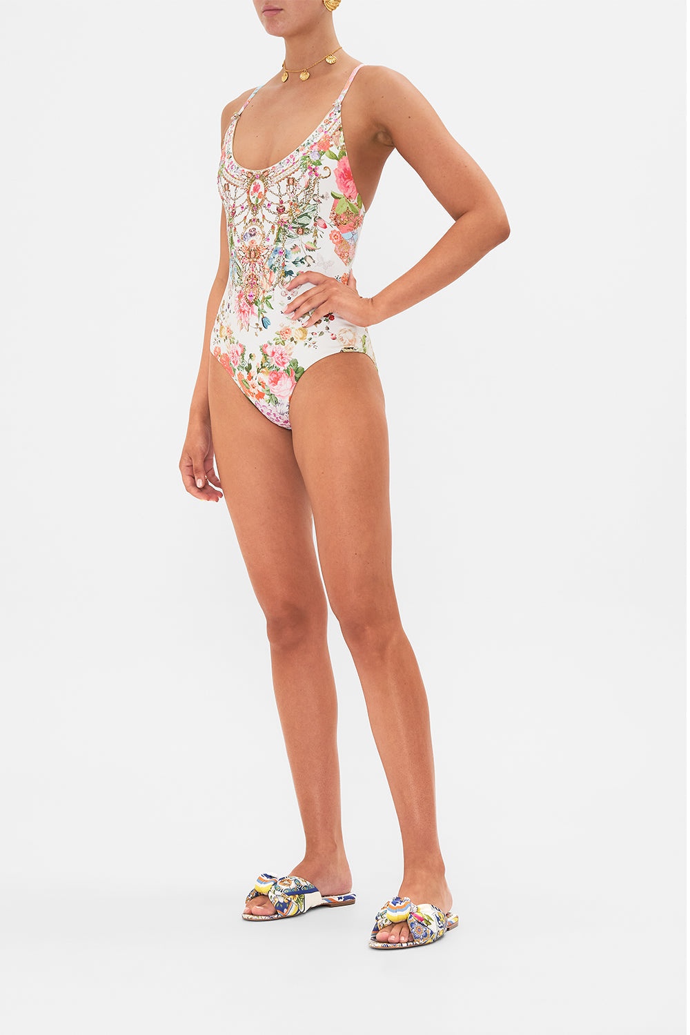 SCOOP NECK ONE PIECE WITH BUTTONS - 4
