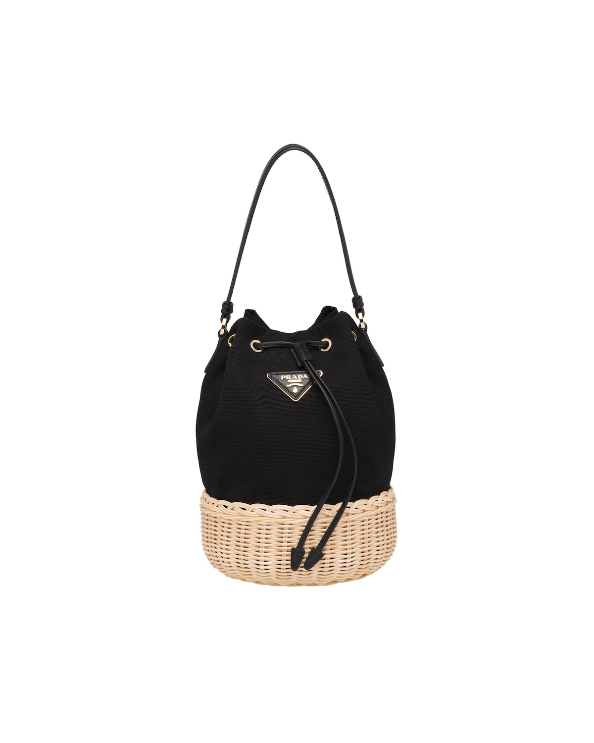 Wicker and canvas shoulder bag - 1