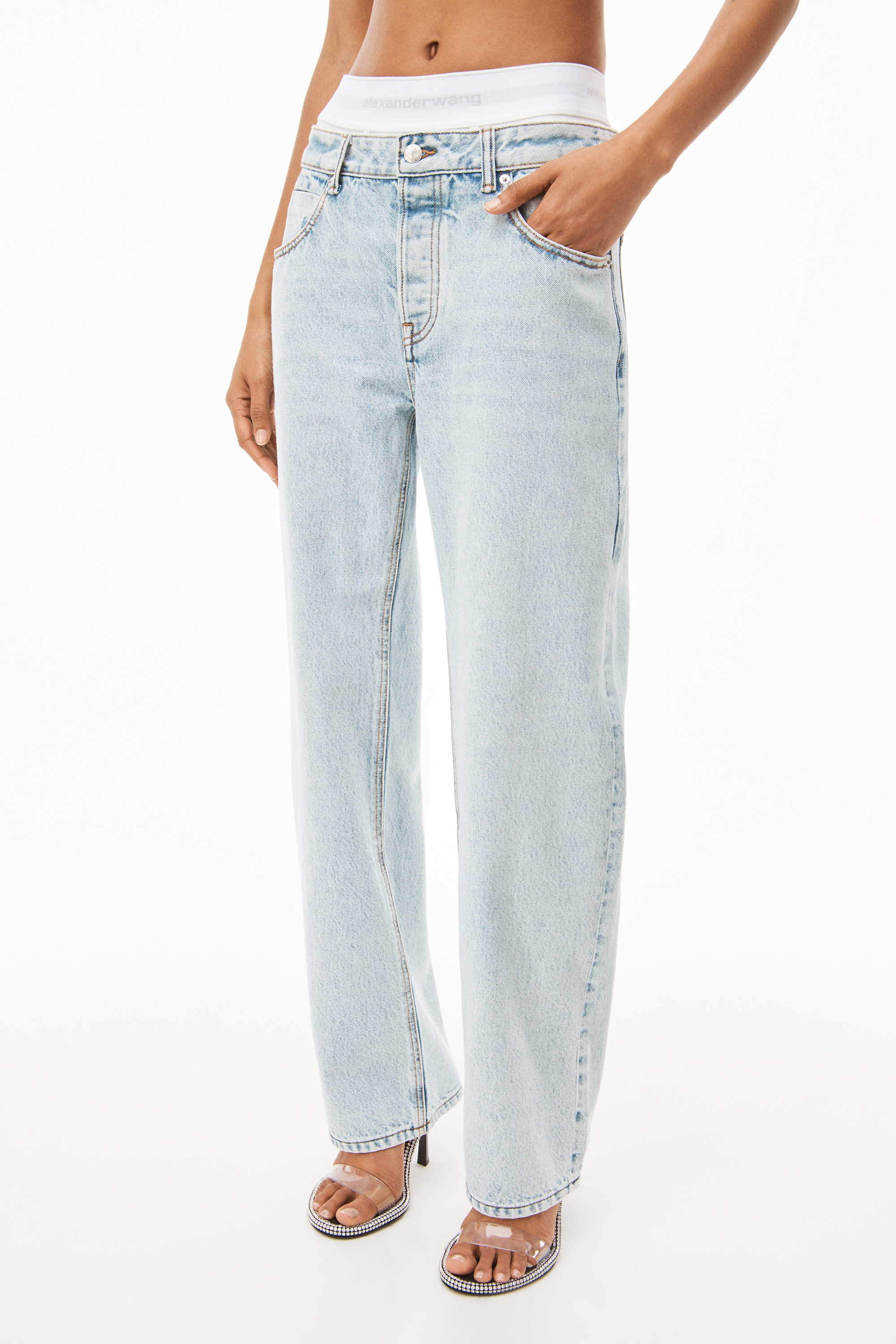 LOGO ELASTIC BRIEF LAYER JEAN IN DENIM - 3