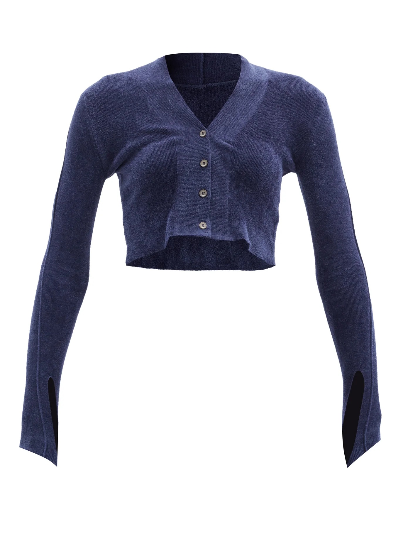 Cropped velour cardigan - 1