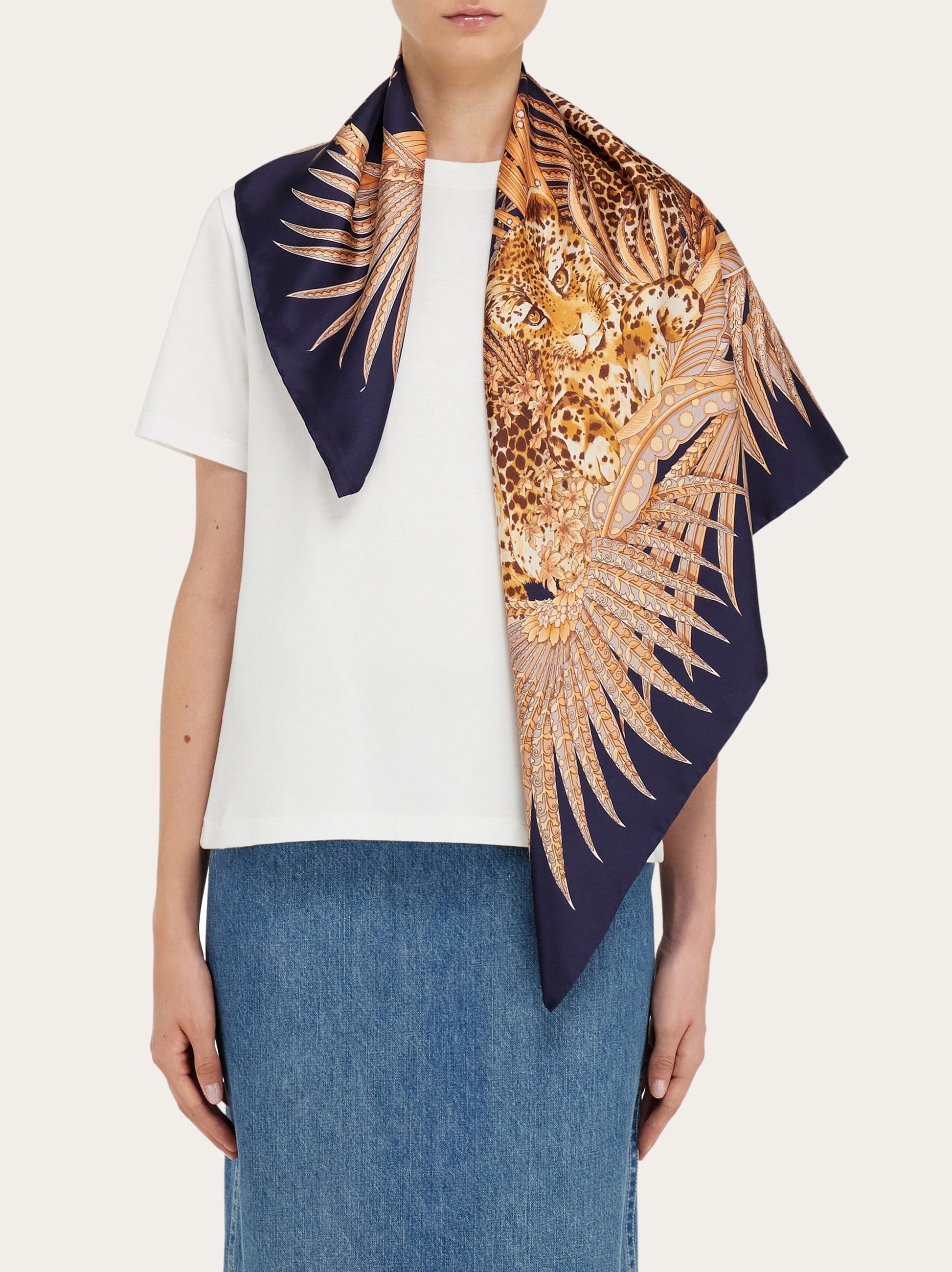 Leopard print silk scarf - 3