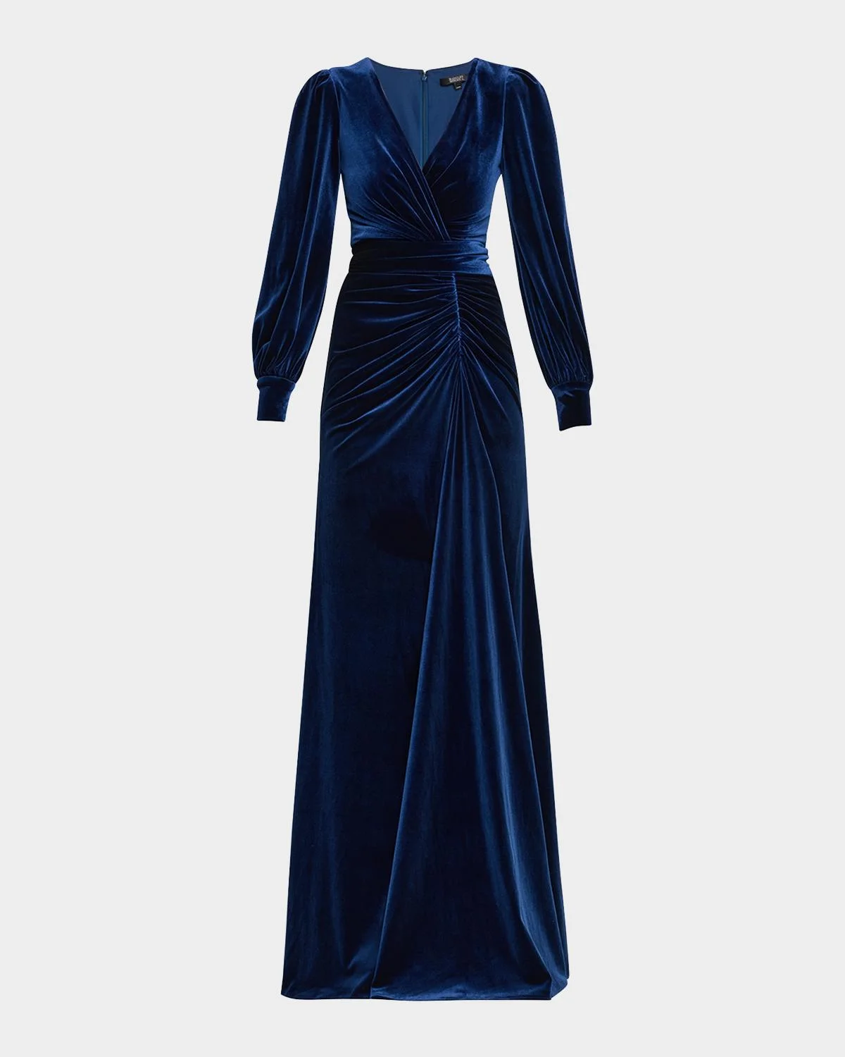 Pleated A-Line Velvet Gown - 1