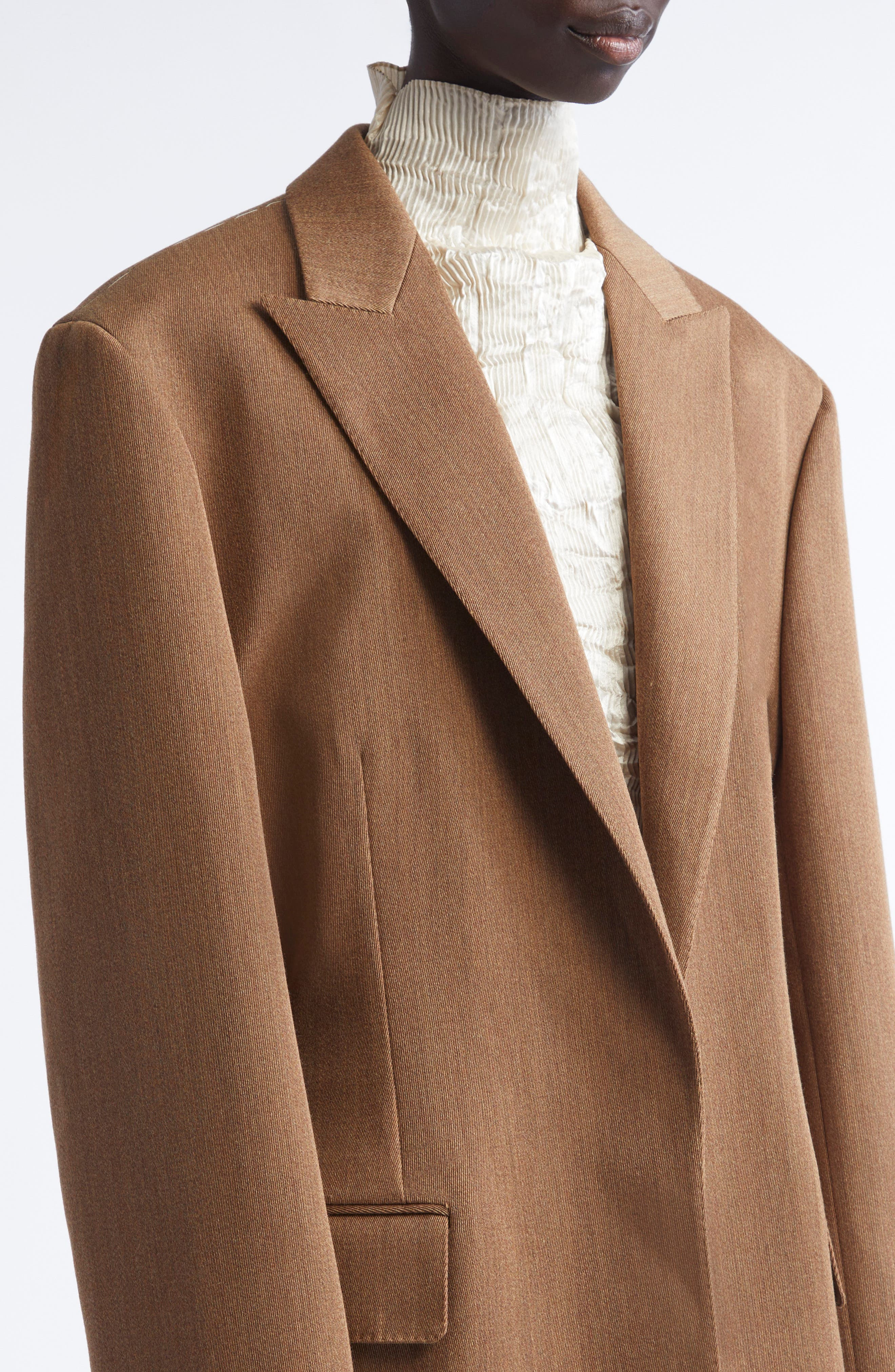 FFORME Malina Tailored Wool Blazer in Camel Melange at Nordstrom - 6