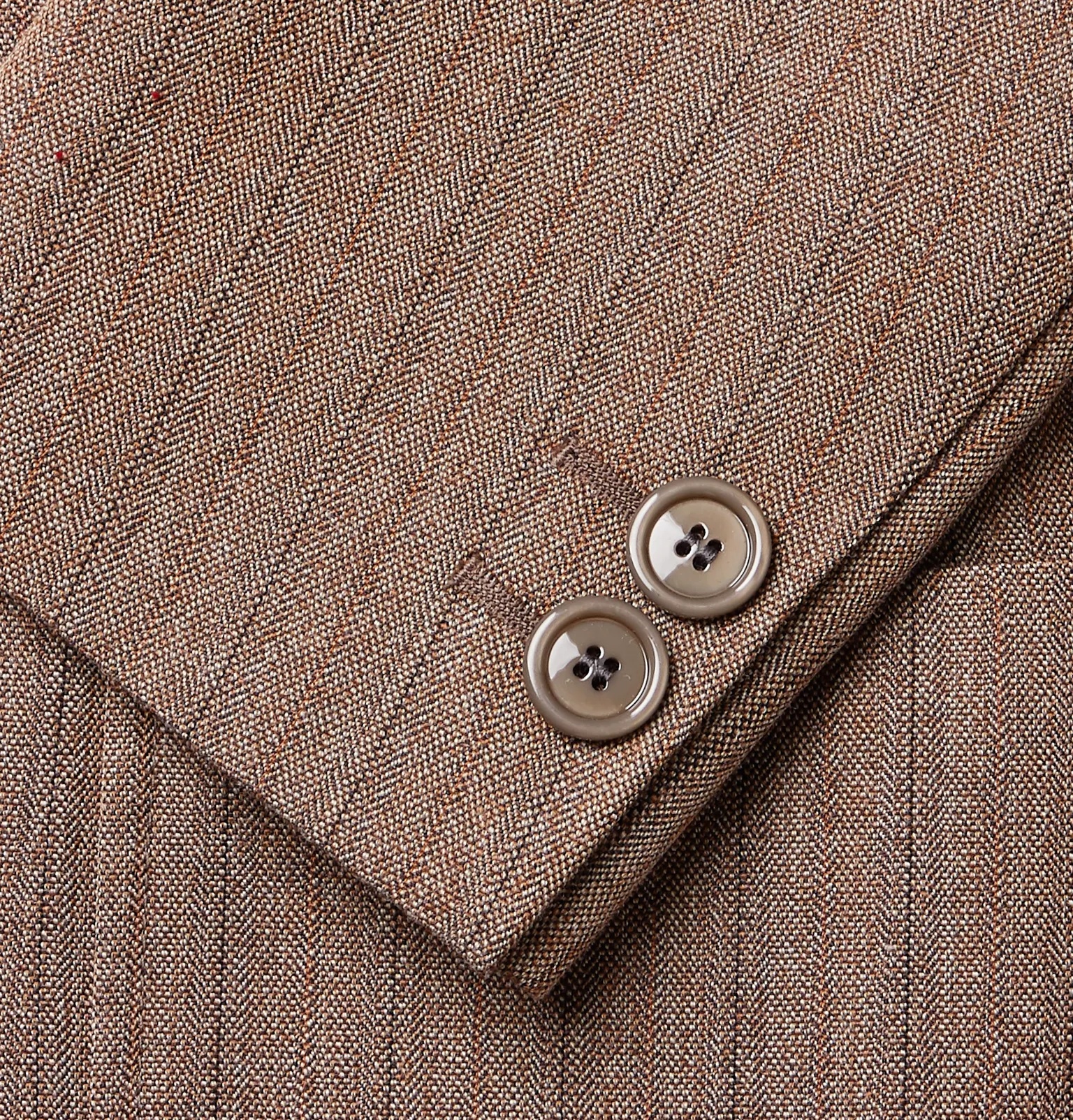 Brown Slim-Fit Striped Herringbone Wool-Blend Blazer - 6