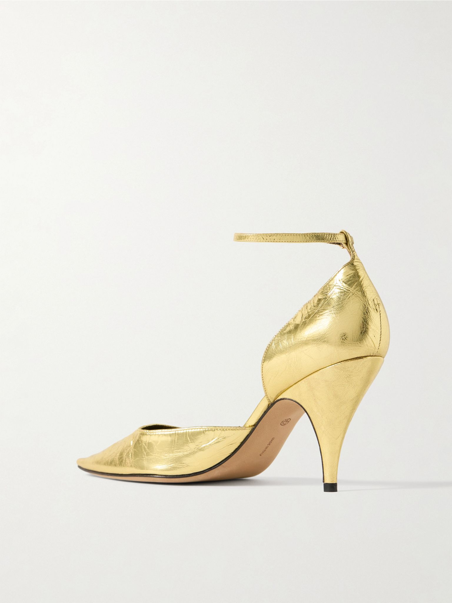 Liisa d'Orsay metallic crinkled-leather pumps Gold - 3