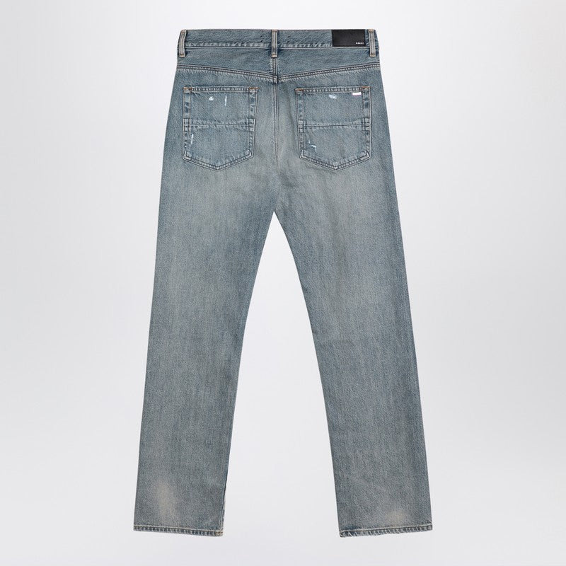 Amiri Straight Jeans With Rips Antique Indigo Men - 2