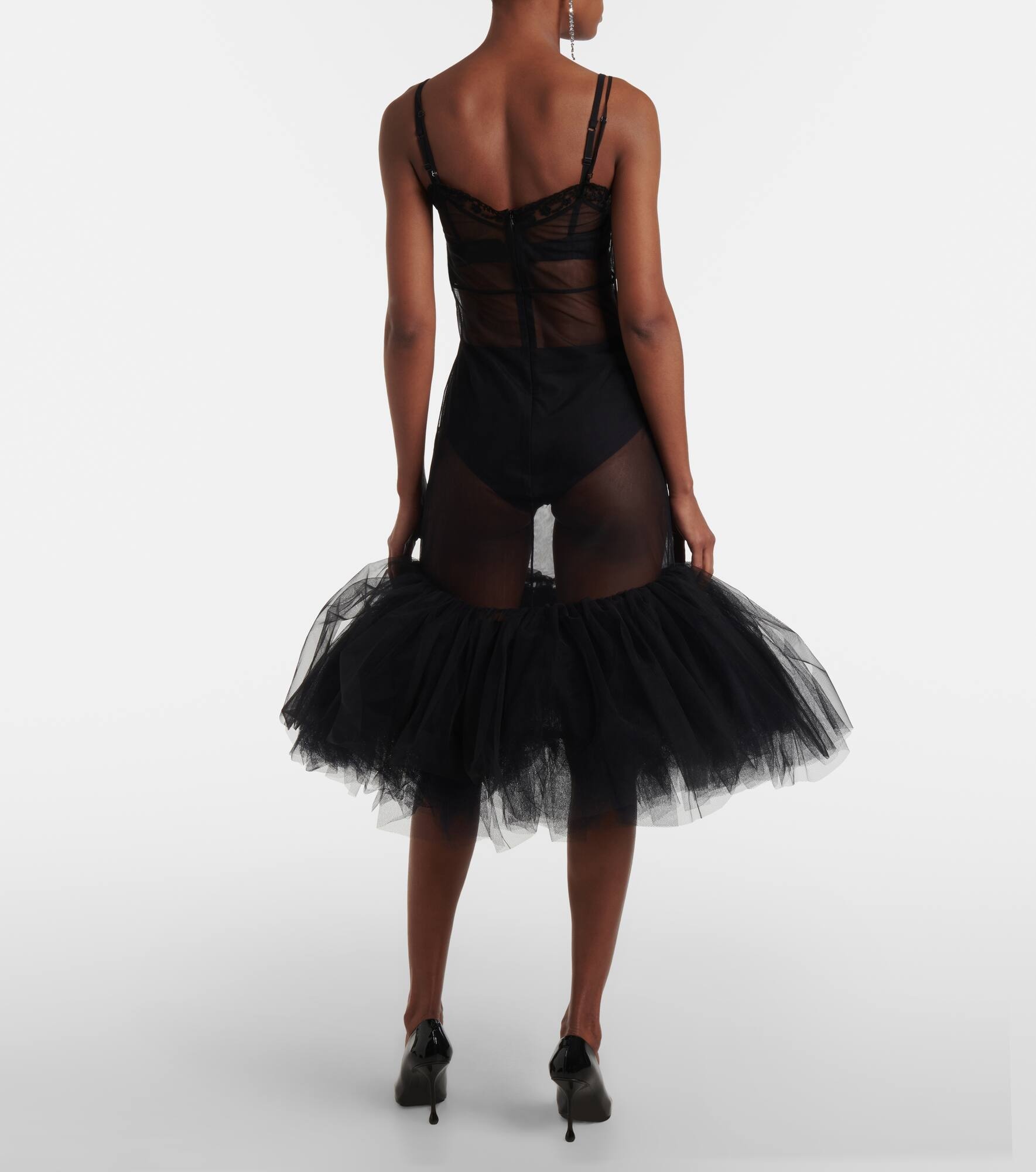 Tulle-trimmed slip dress - 3