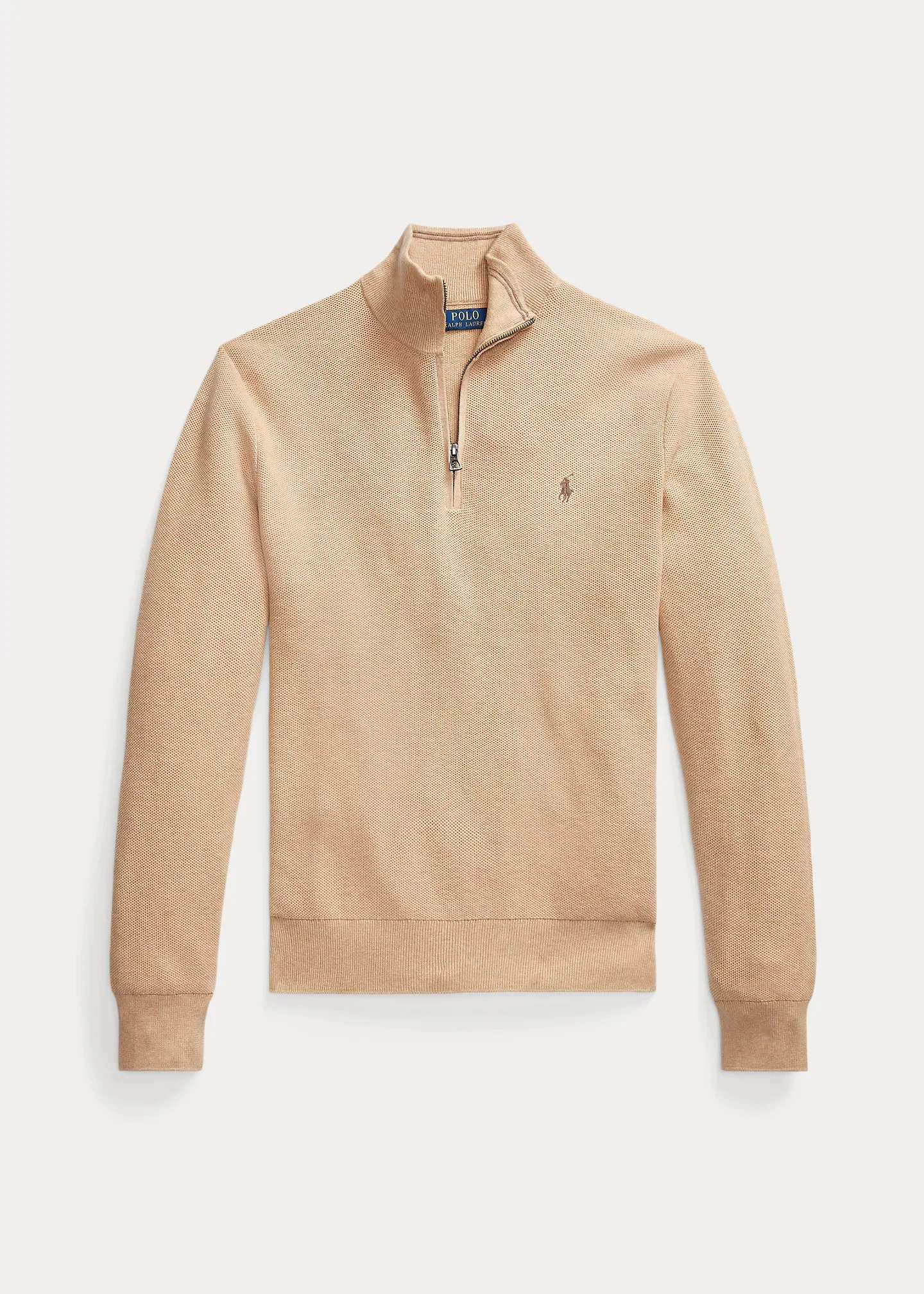 Mesh-Knit Cotton Quarter-Zip Sweater - 1