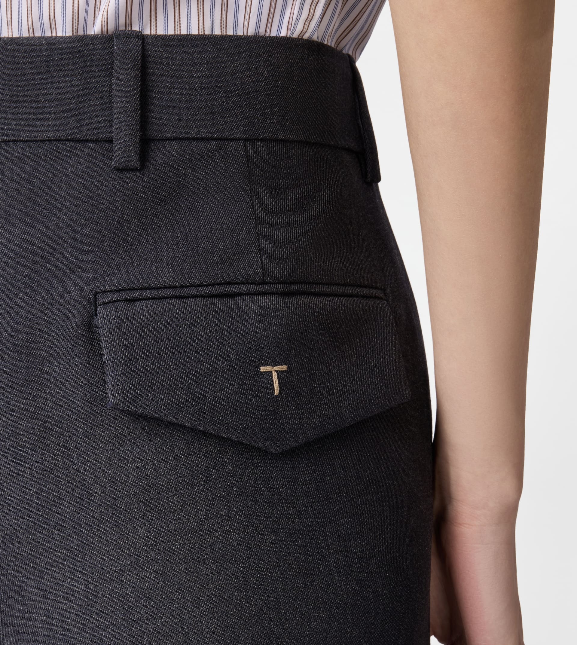 PANTS IN WOOL GABARDINE - BLUE - 6