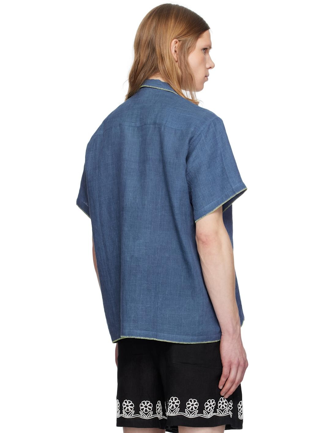 Blue Flower Appliqué Shirt - 3