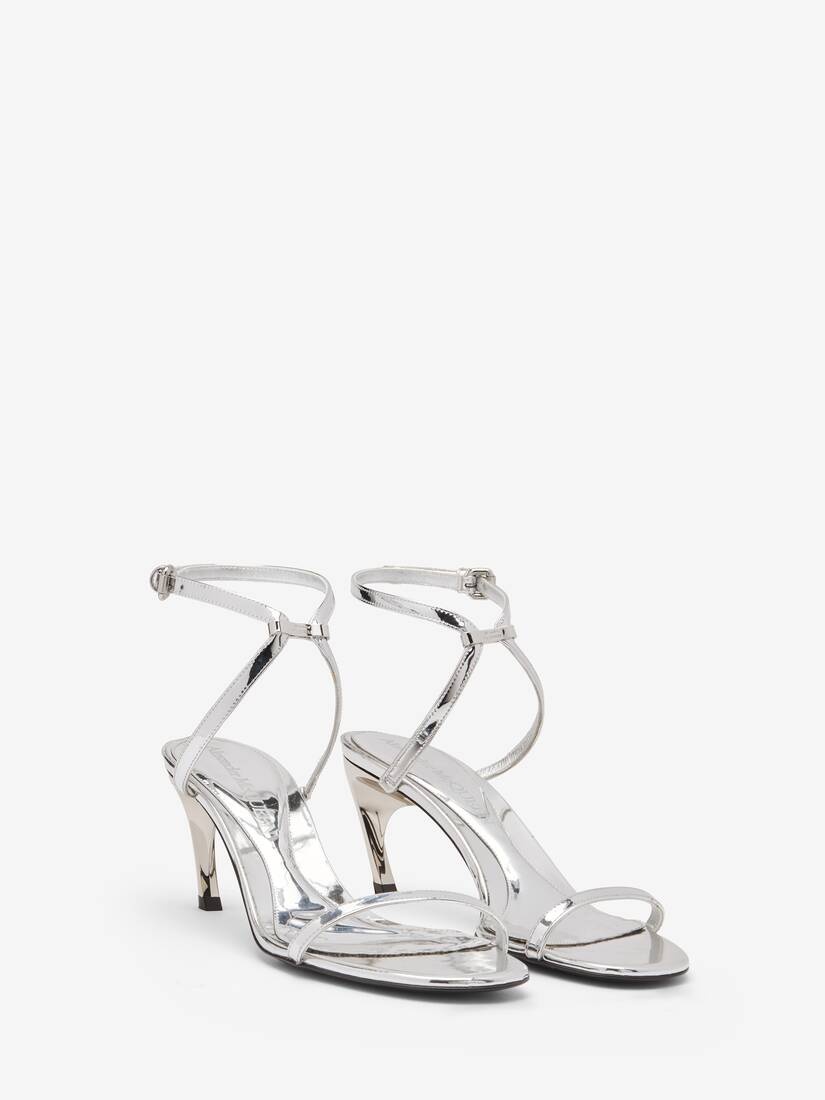 Women's Armadillo Metal Bar Sandal in Silver - 2