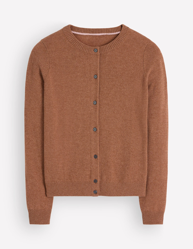 Elsie Cashmere Crew Cardigan-Warm Ginger - 1