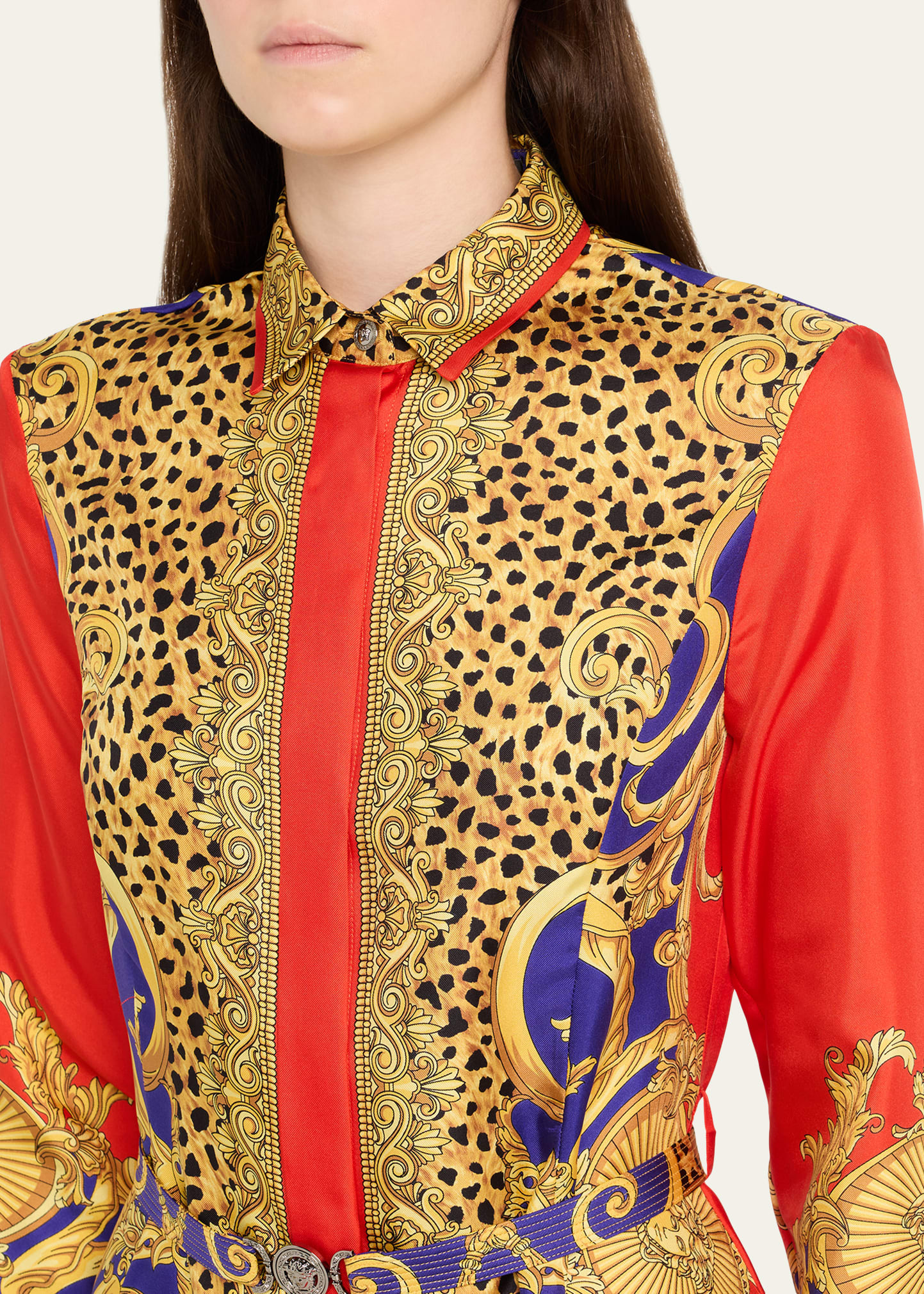 Cheetah Barocco Silk Twill Shirtdress - 5