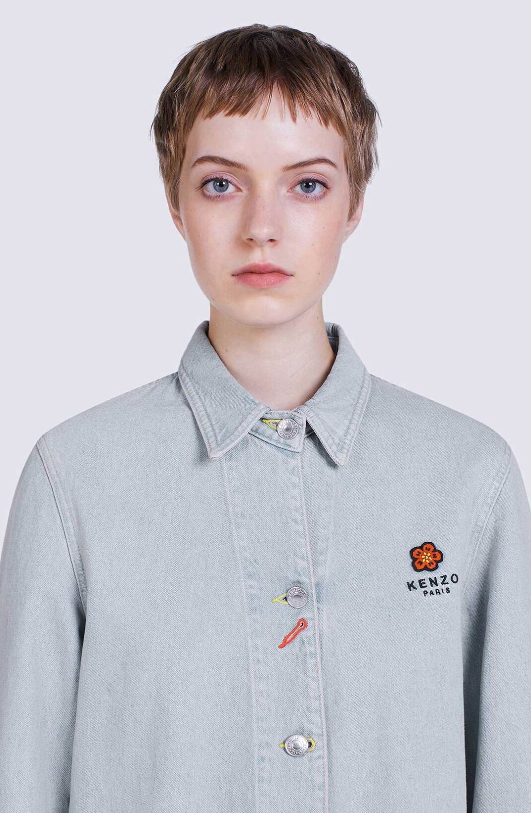 'BOKE FLOWER' crest denim workwear jacket - 9