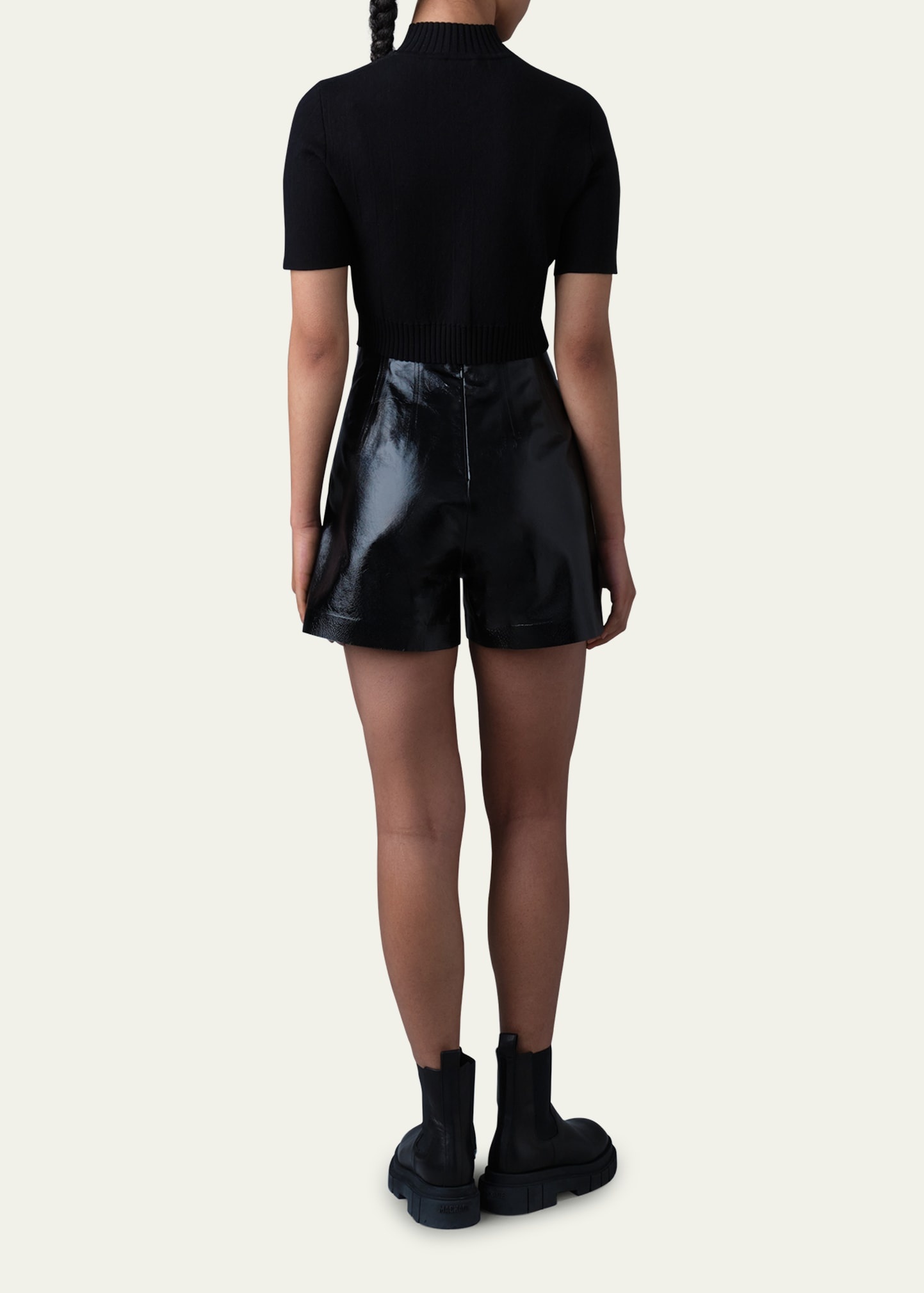 Dava Paneled Patent Leather Shorts - 3