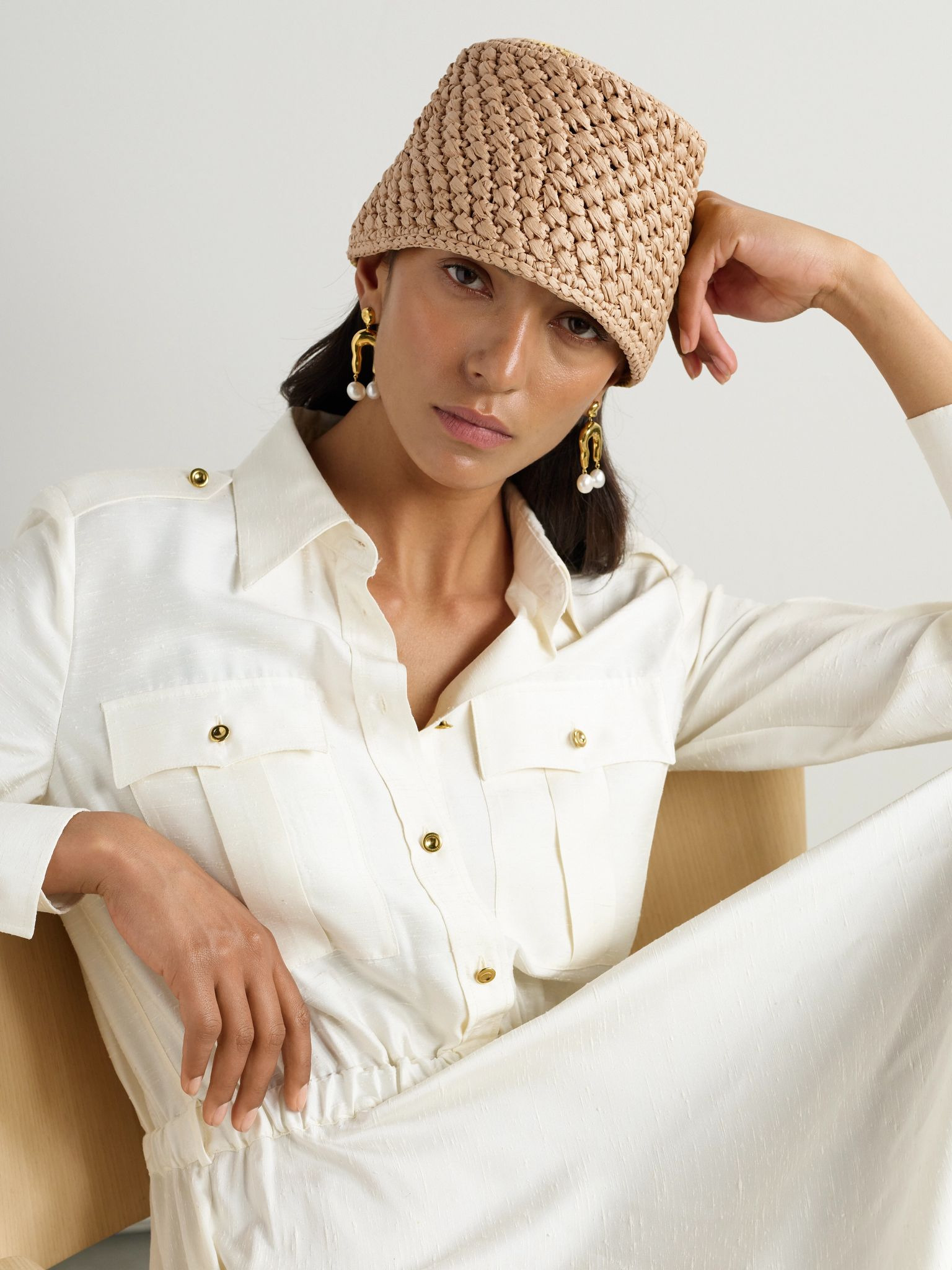 Jasmine raffia bucket hat Neutral - 2