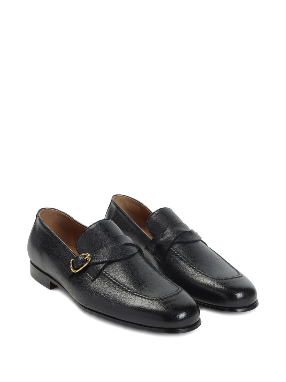 buckle-detail leather loafers - 2