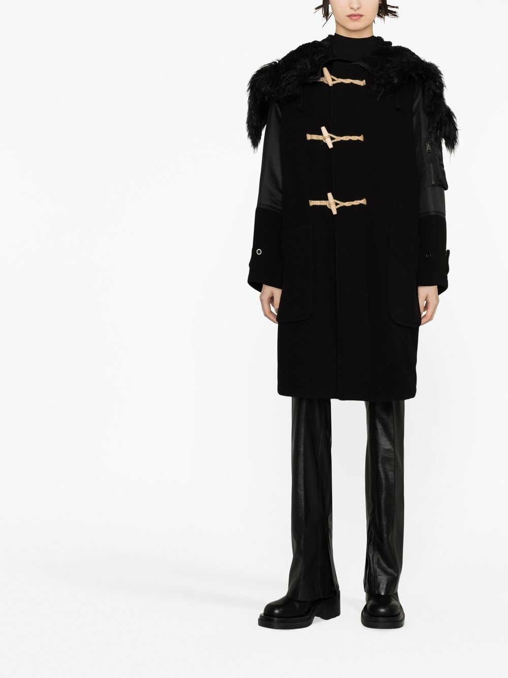 single-breasted hooded coat - 2